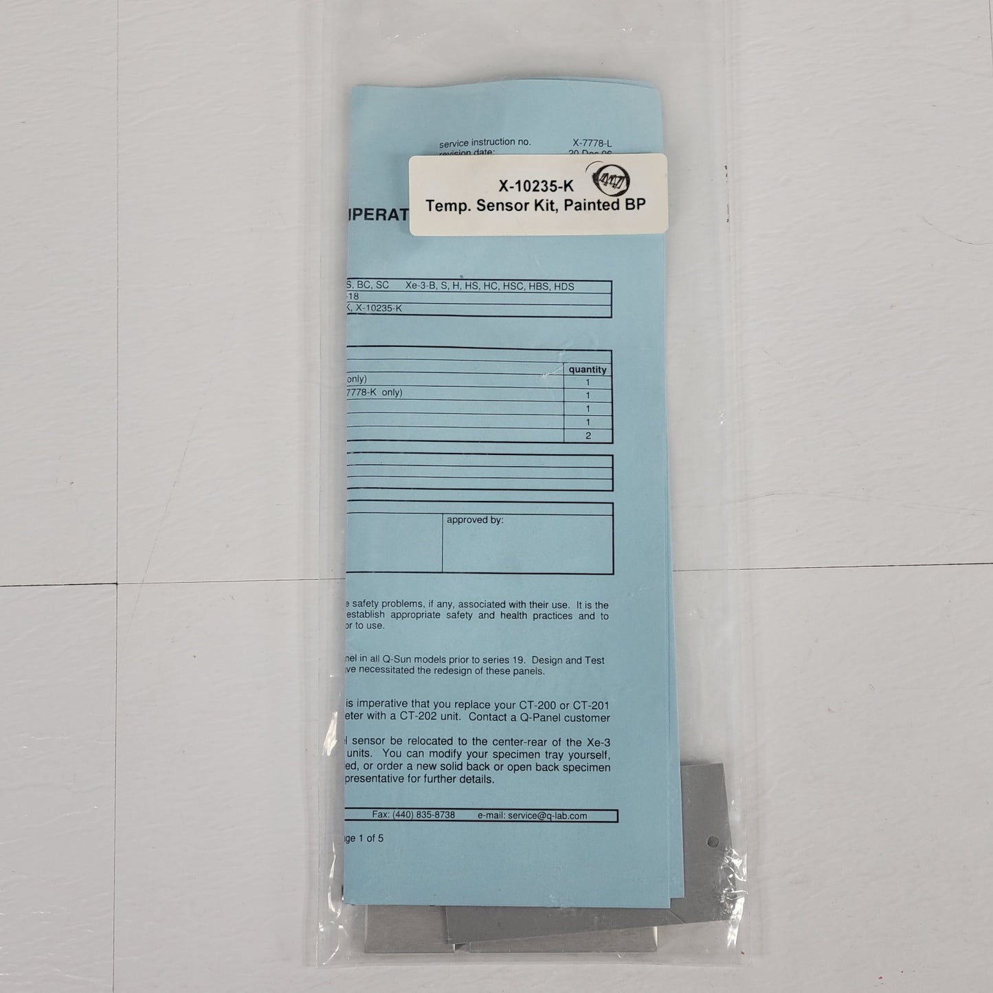 Q-Lab X-10235-K X-10235-X Q-SUN Black Panel Temp Sensor Partial Kit Xe-1 Xe-3