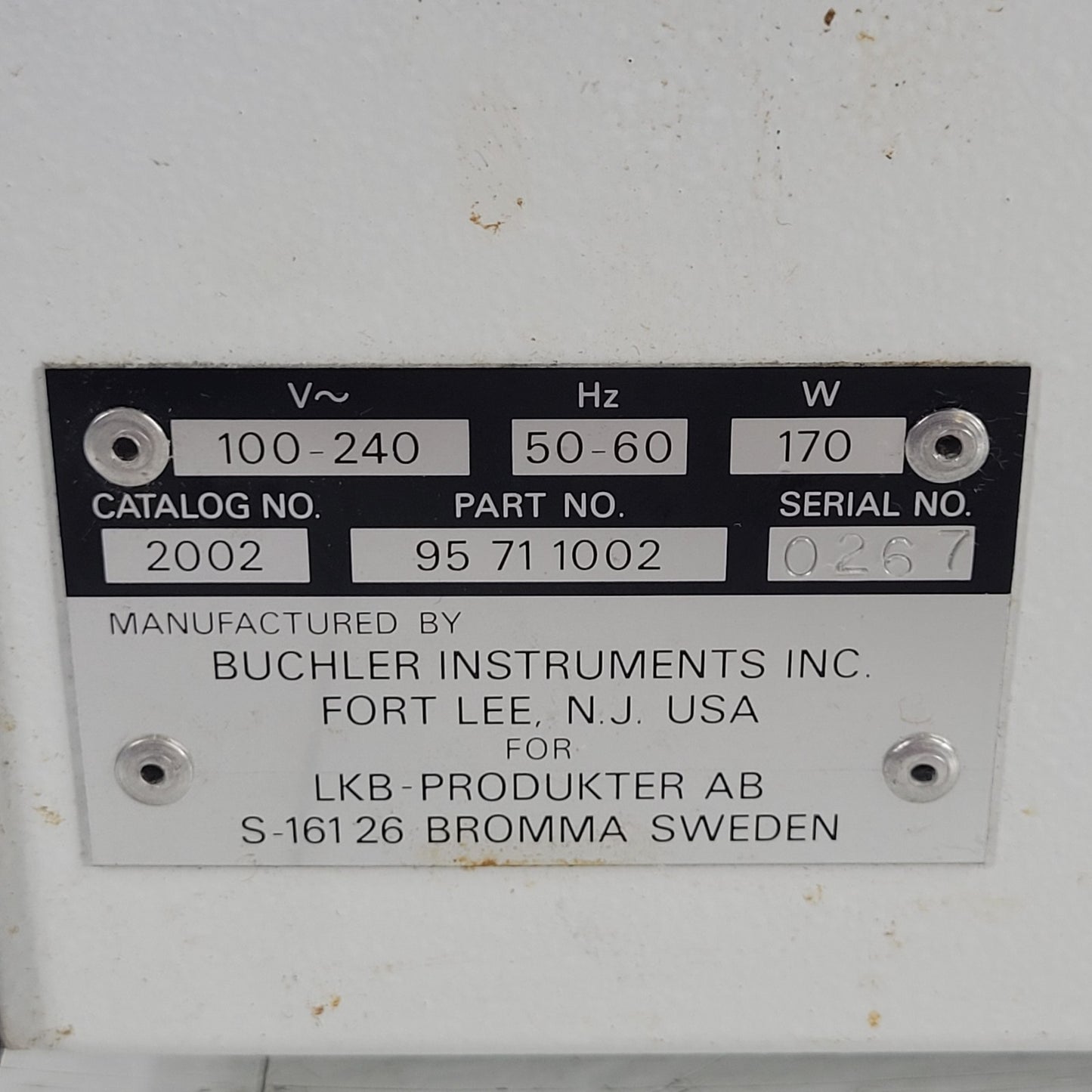 LKB Bromma 2002 95-71-1002 Variable DC Electrophoresis Power Supply TESTED