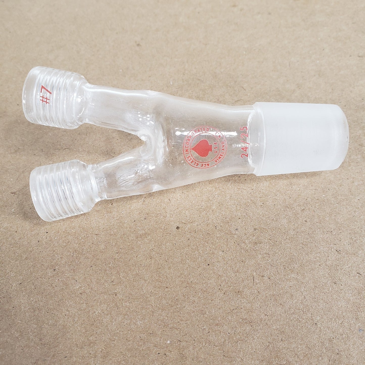 Set of 2 Ace Glass Inc. 5031-10 Twin Adapter 24/25 Bottom #7 Threads Top