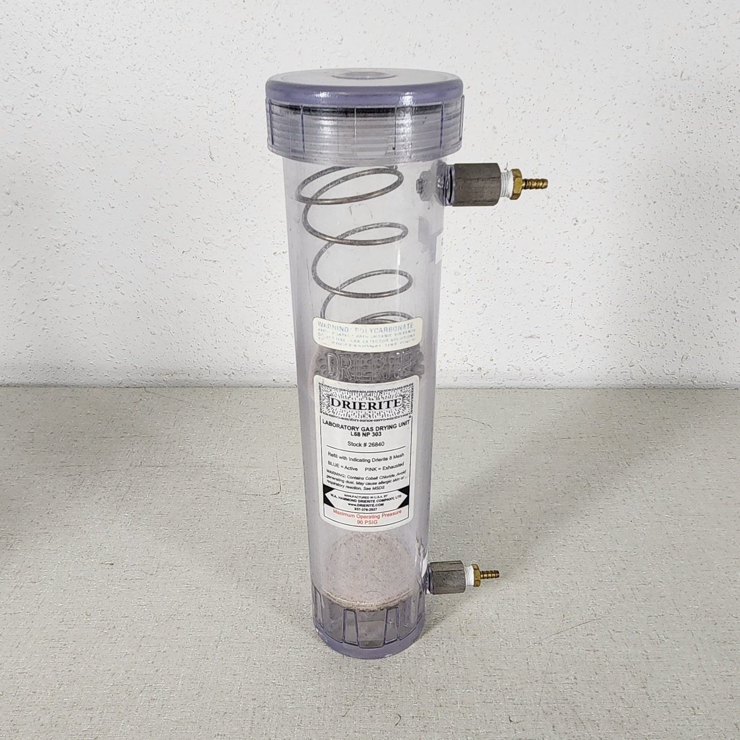 DRIERITE L68-NP-303 26840 Lab Laboratory Gas Drying Unit 90 PSIG Polycarbonate