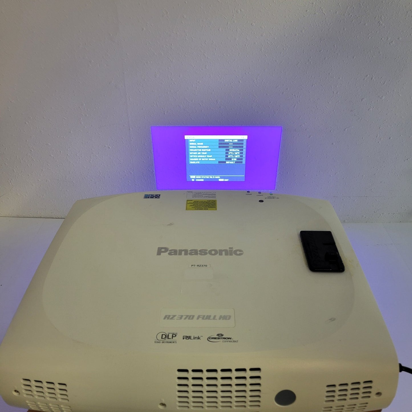 Tested 2215 Lamp Hours Panasonic PT-RZ370 Projector 1080p 3500 Lumen DLP HDMI