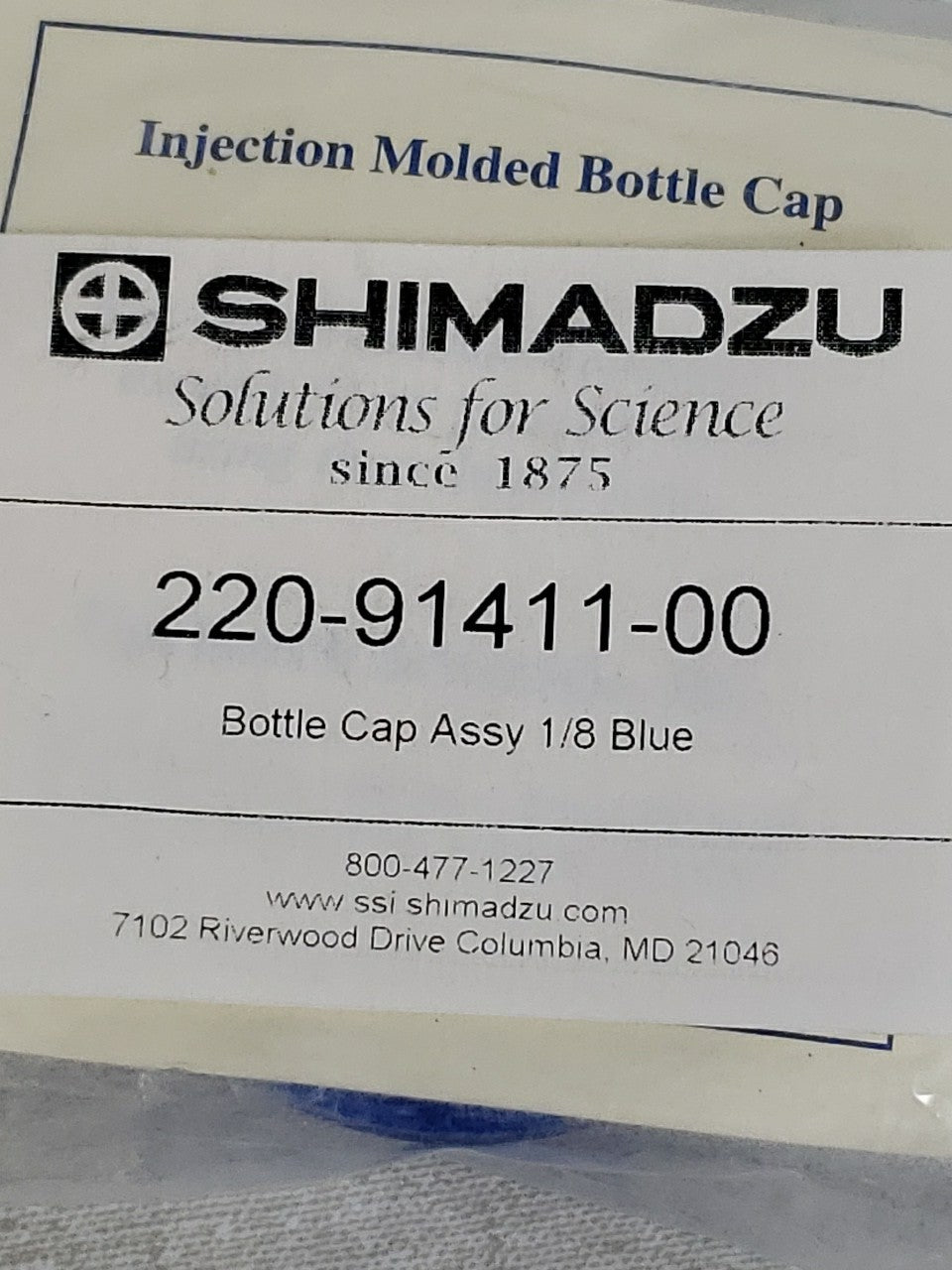 Lot of 4 Shimadzu 220-91411-00 Blue Injection Molded Bottle Cap Assemblies