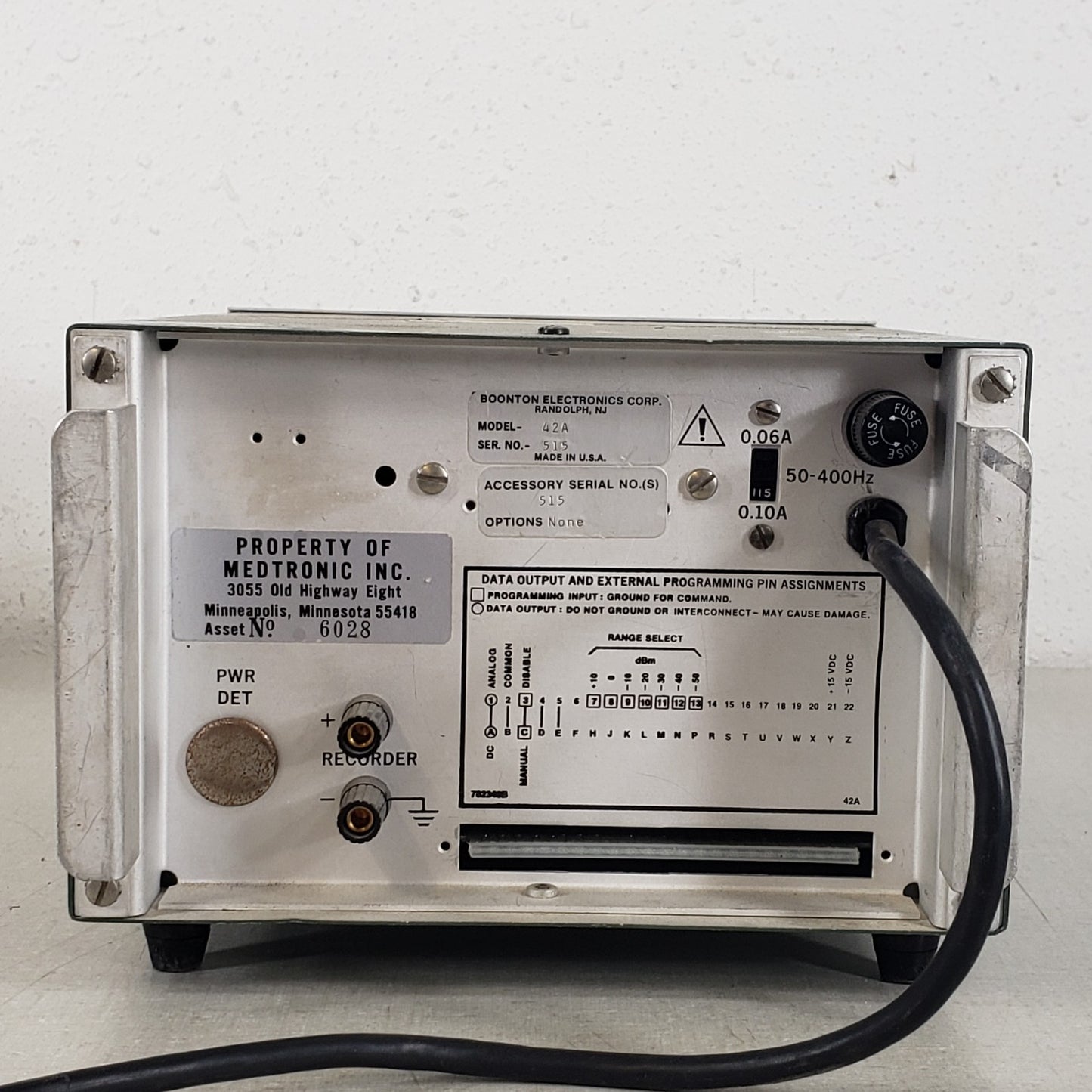 UNTESTED Vintage Boonton 42A RF Microwattmeter Power Meter w/ Detector Cable