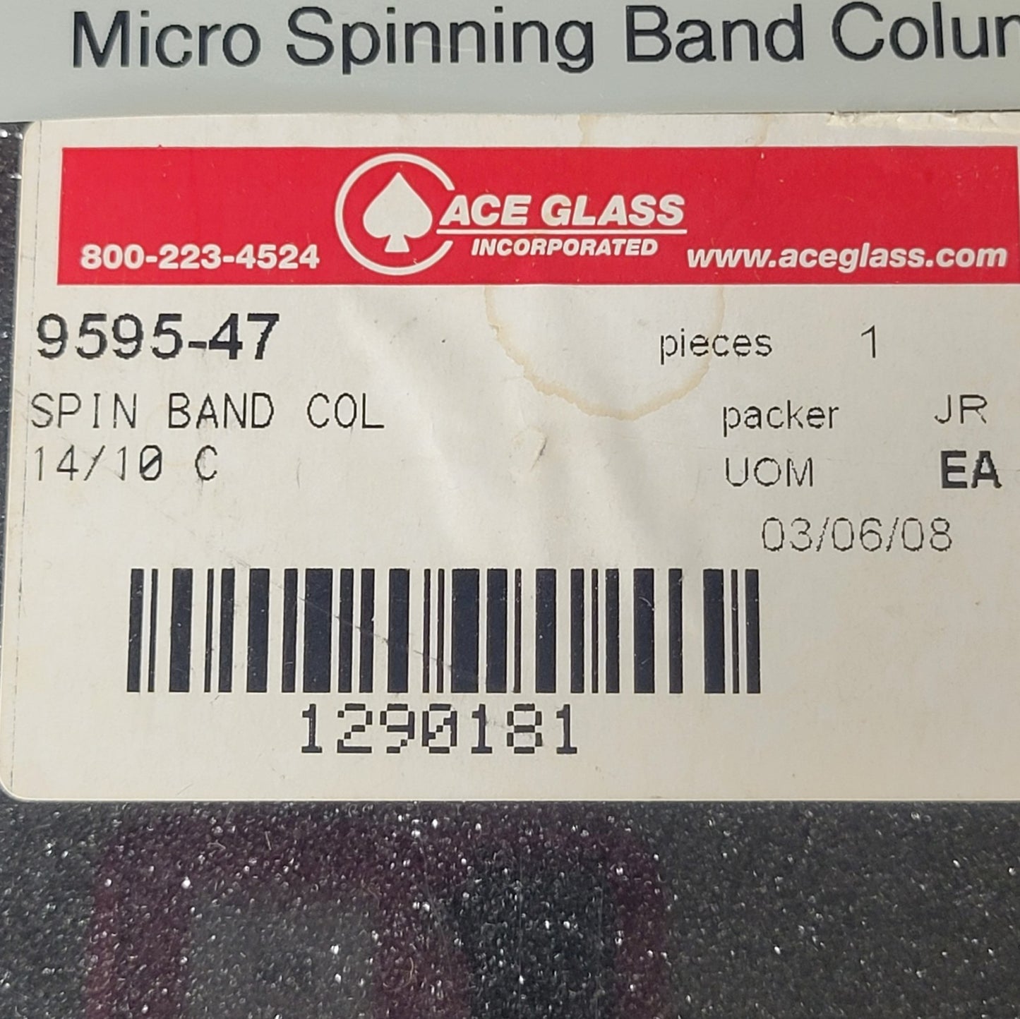 Ace Glass 9595-47 Complete Micro Spinning Band Distilling Column 14/10 w/Box