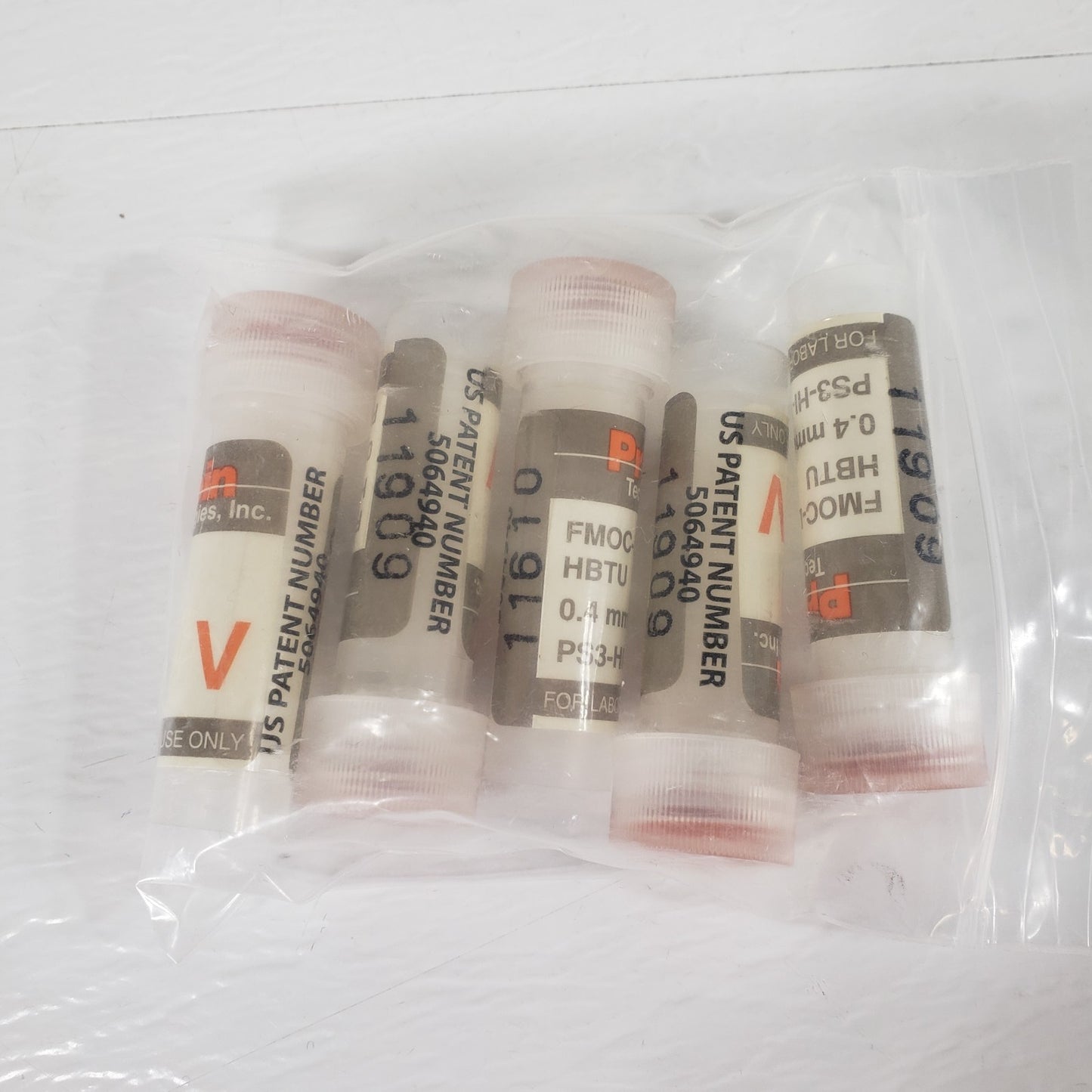 PROTEIN TECH. Assorted Alphabetized Polypropylene Vials For PS3 Peptide System
