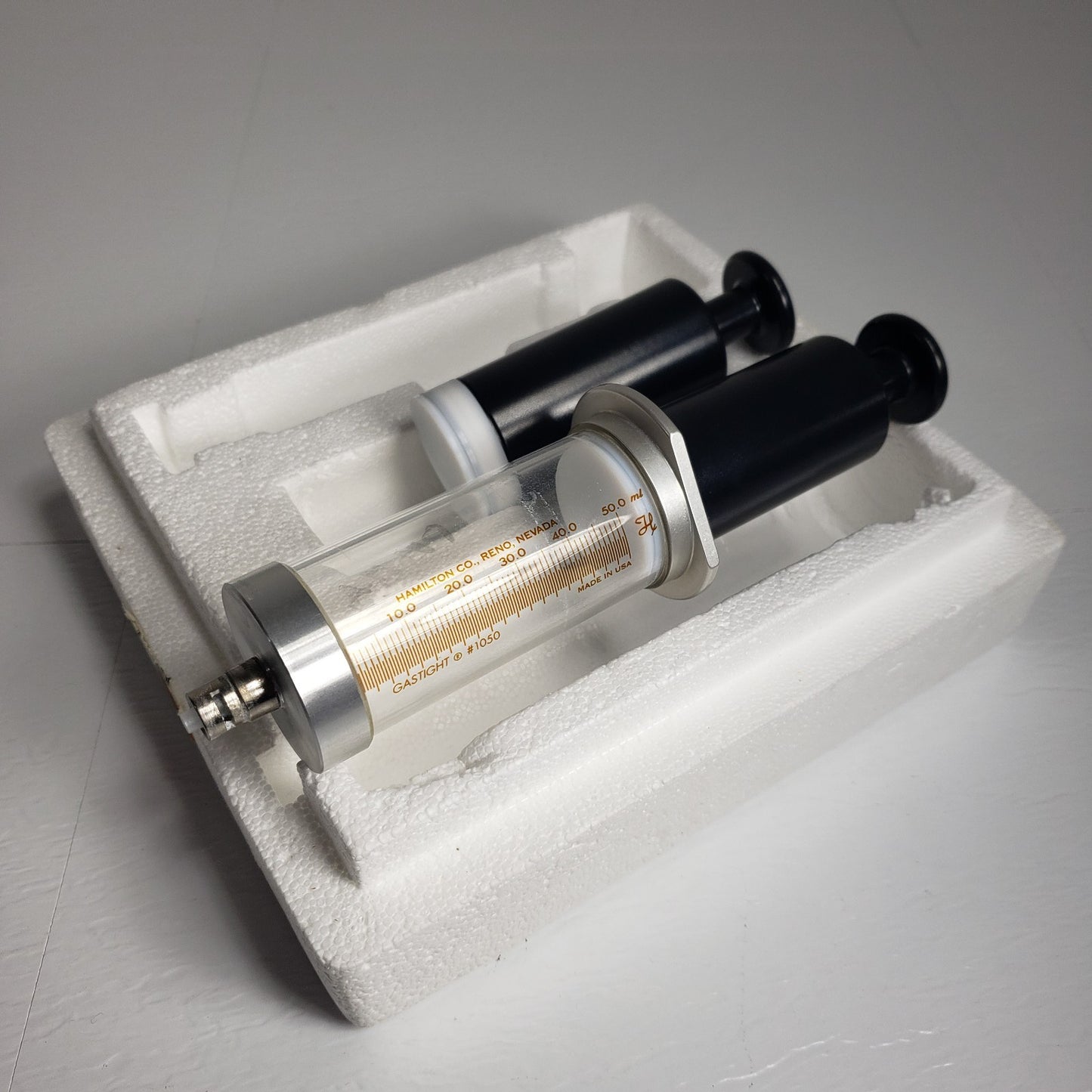 Hamilton 85020 1050TLL 50mL Gastight Srng PTFE Luer Lock w/Extra Plunger