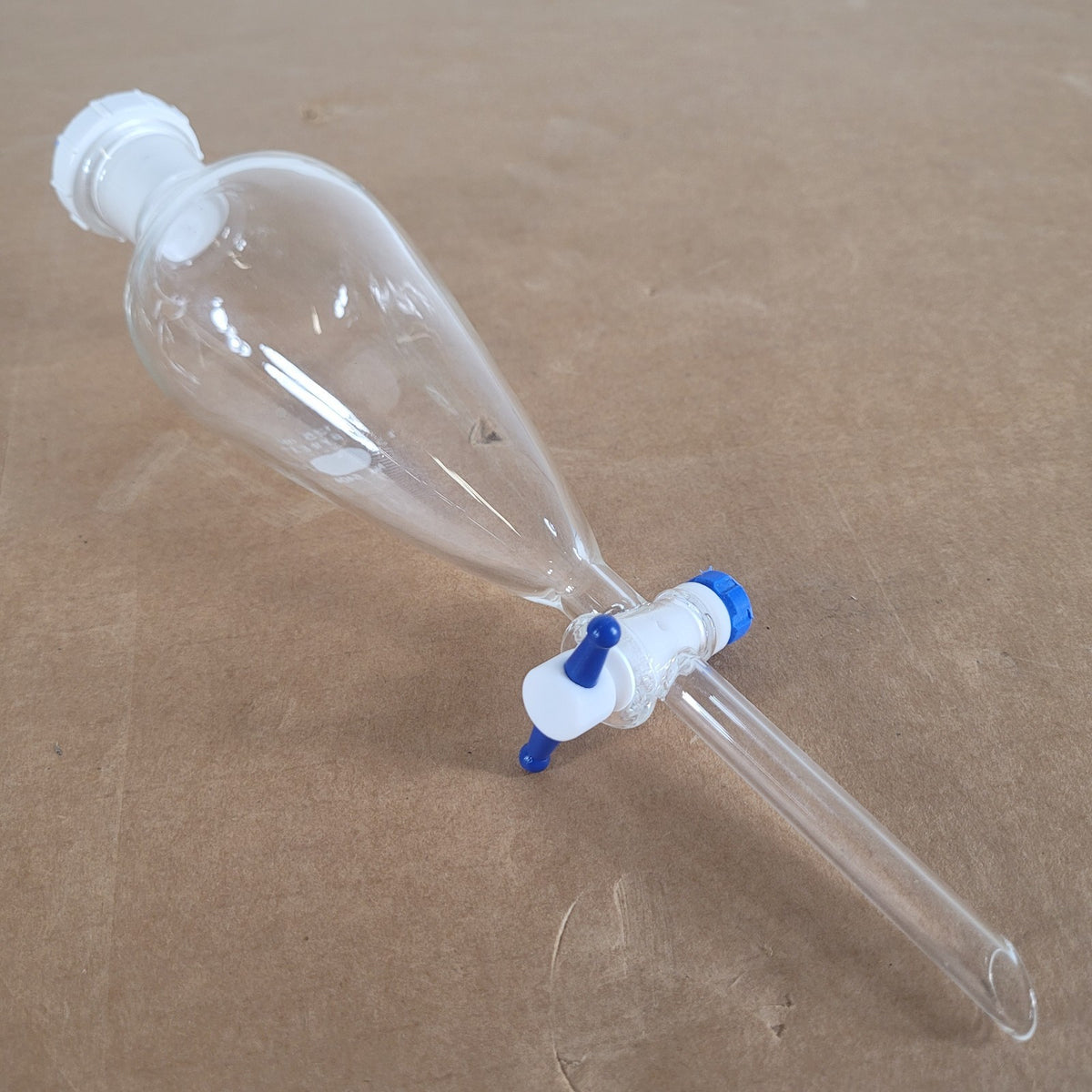 Corning Pyrex 6404 125mL Glass Separatory Funnel w/ PTFE Stopcock 22mm Stopper