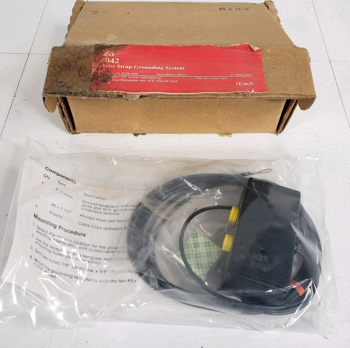 3M 3042 Wrist Strap Grounding System ESD Anti-Static Dual Banana Jack Cord