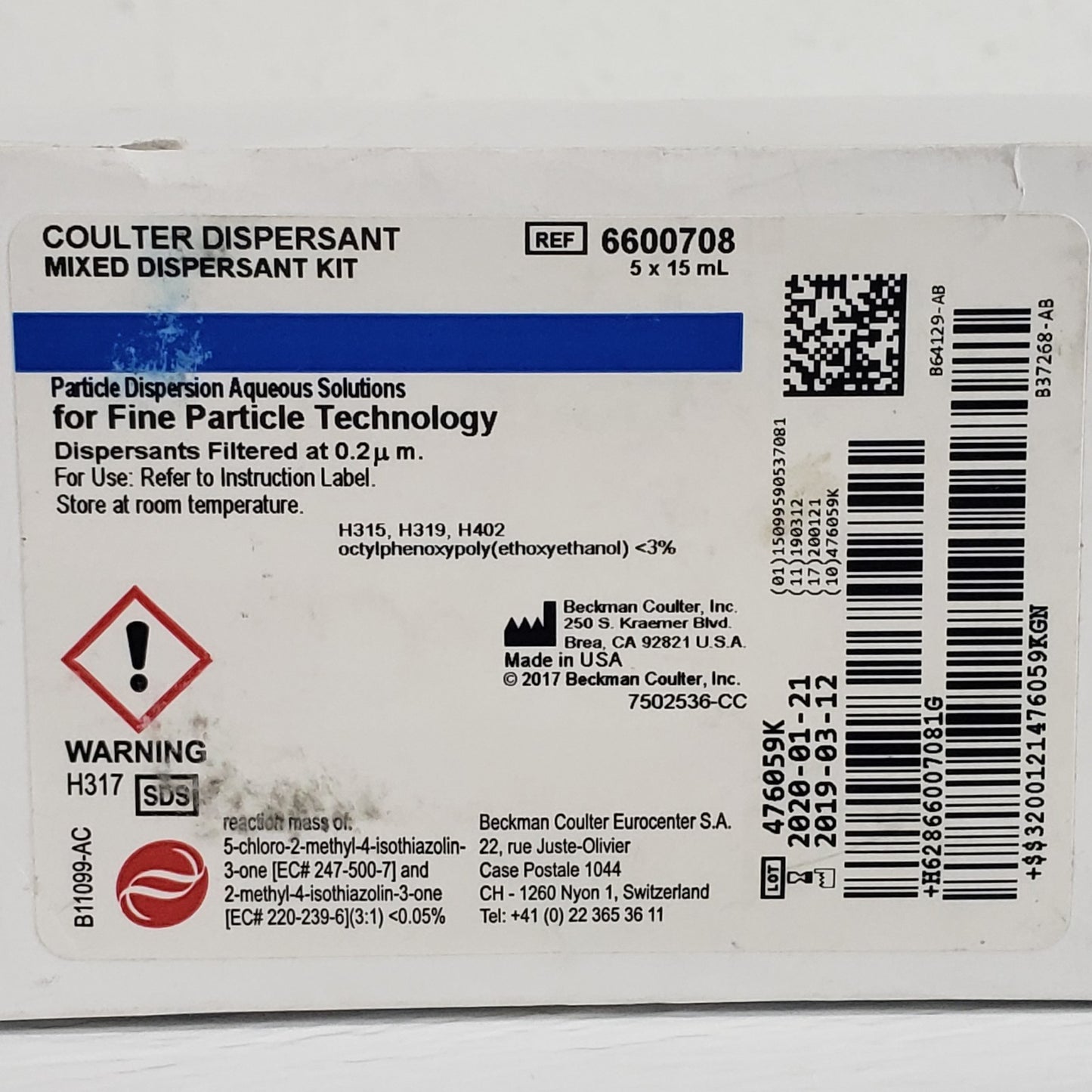 Beckman Coulter 6600708 Mixed Dispersant Kit 5x15mL LS 13 320 Aqueous Solutions