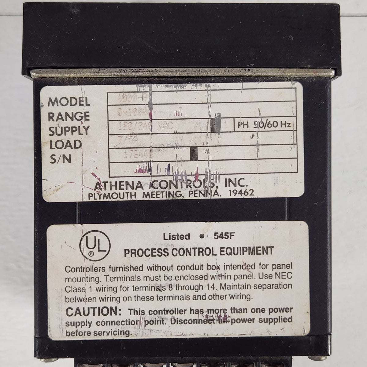 FOR PARTS Athena Controls 4000-B Temperature Process Controller Repair AS-IS