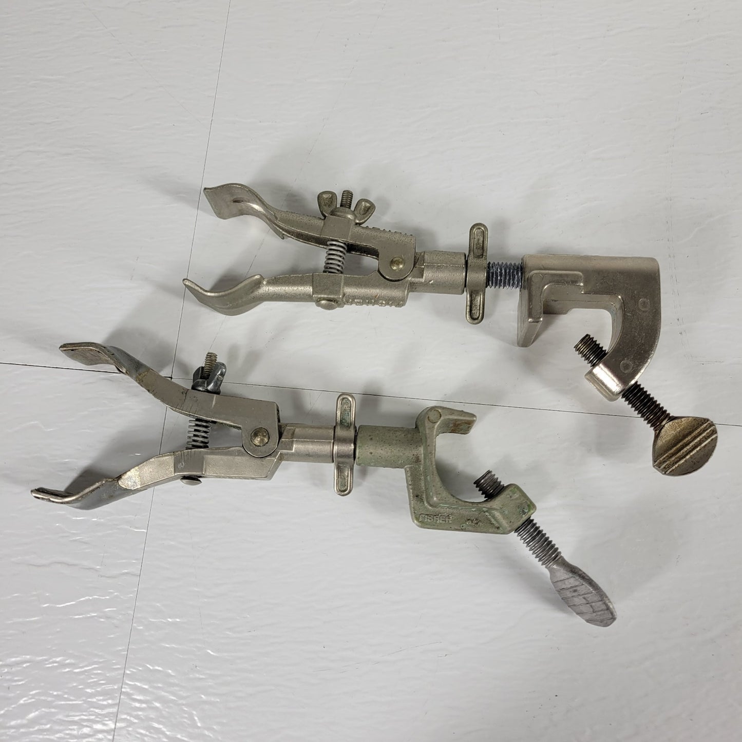 VINTAGE FISHER M14201E Two Castaloy  2-Prong Swivel Extension Clamps