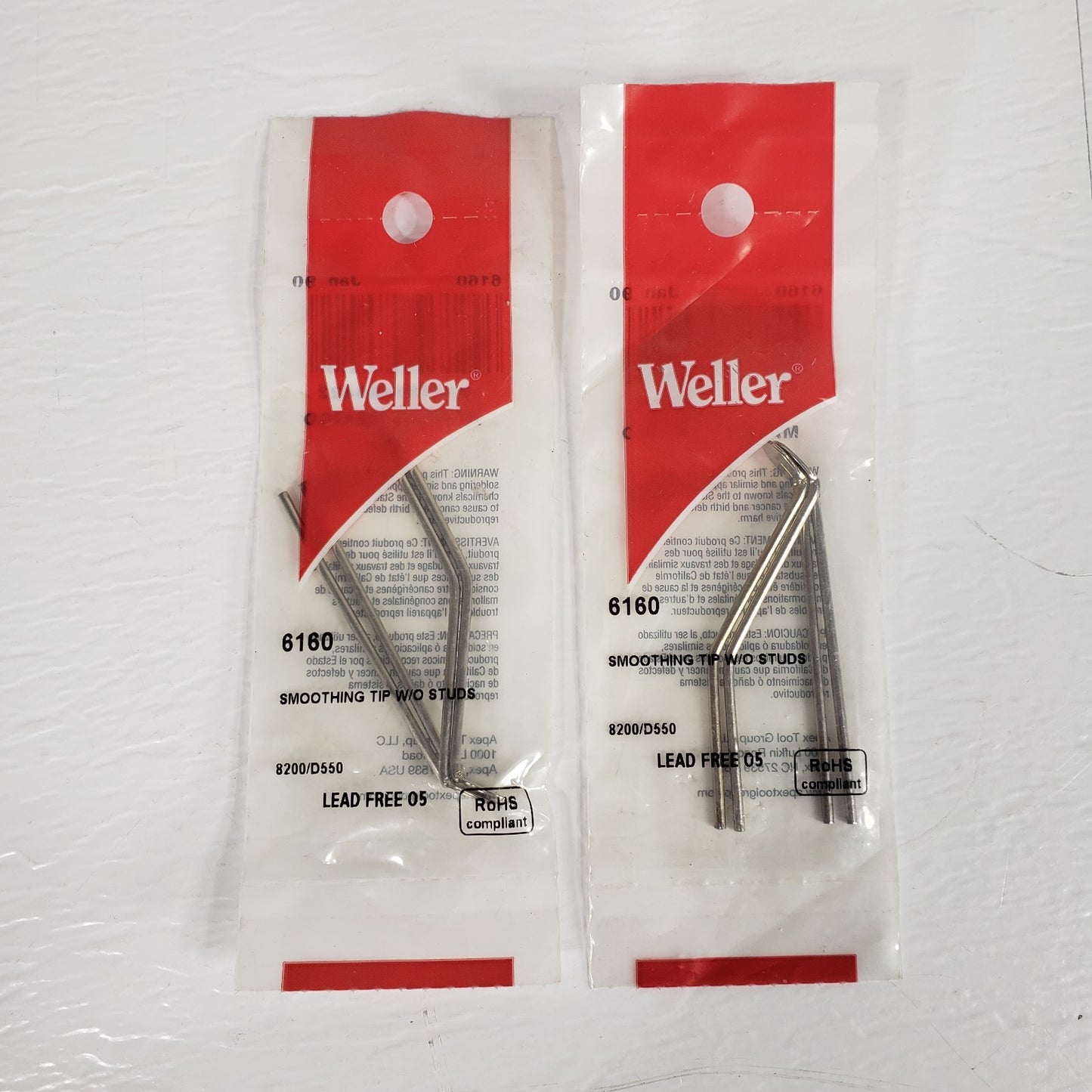 Lot 2 Weller 6160 Smoothing Tip 2-Pack 8200 D550 D650 w/o Studs