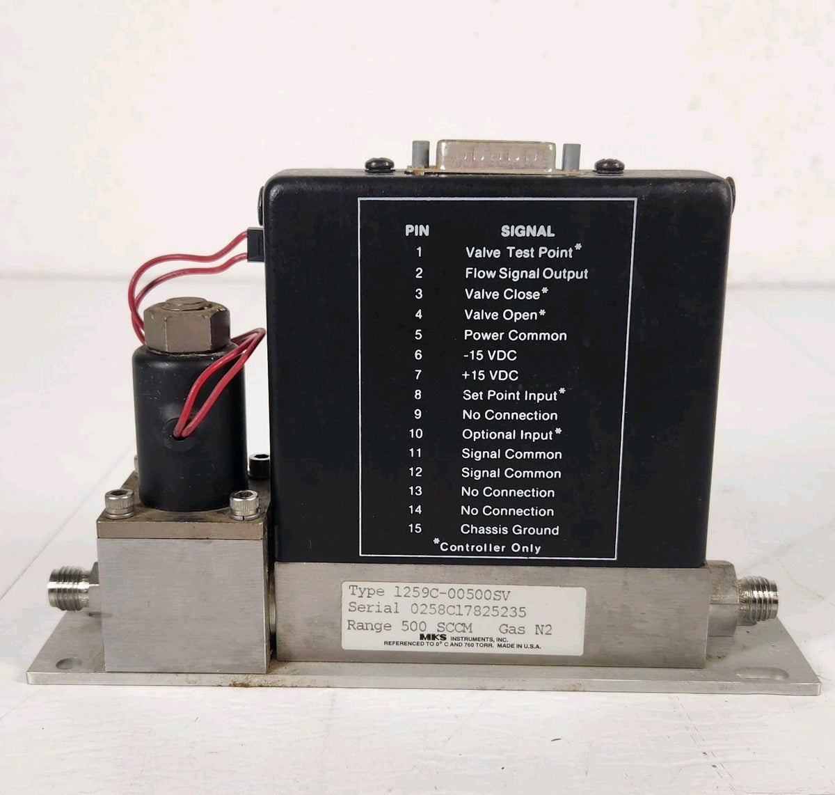 MKS 1259C-00500SV 500 SCCM N2 Nitrogen Gas Mass Flow Controller MFC