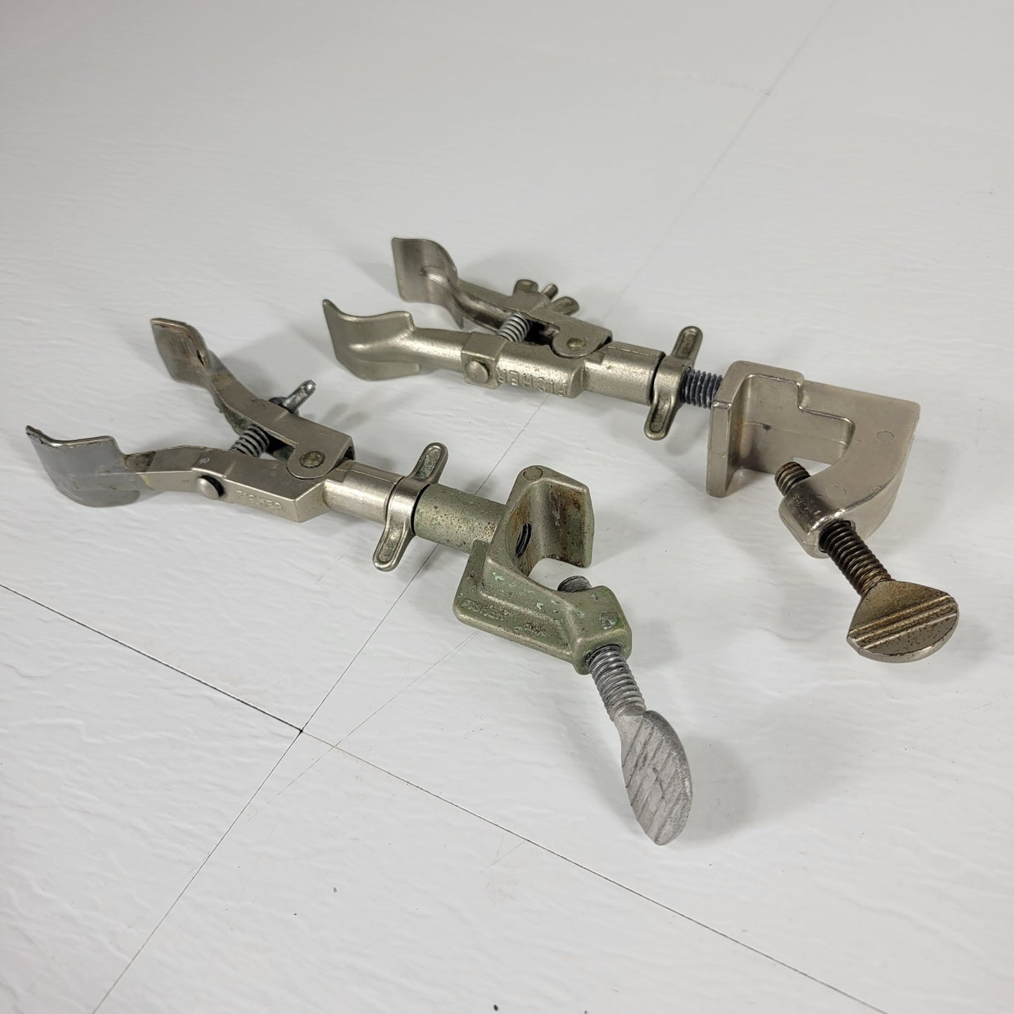 VINTAGE FISHER M14201E Two Castaloy  2-Prong Swivel Extension Clamps