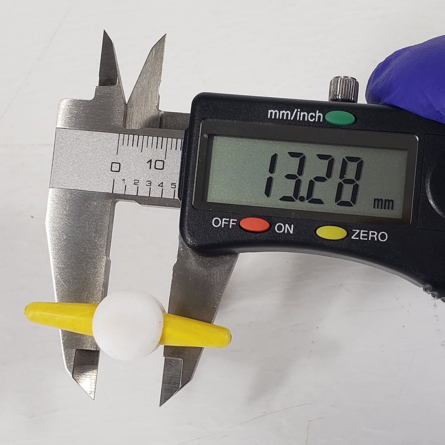 Two PTFE 13/25mm 2mm Bore Tapered Stopcocks for Glassware, Yellow & Orange