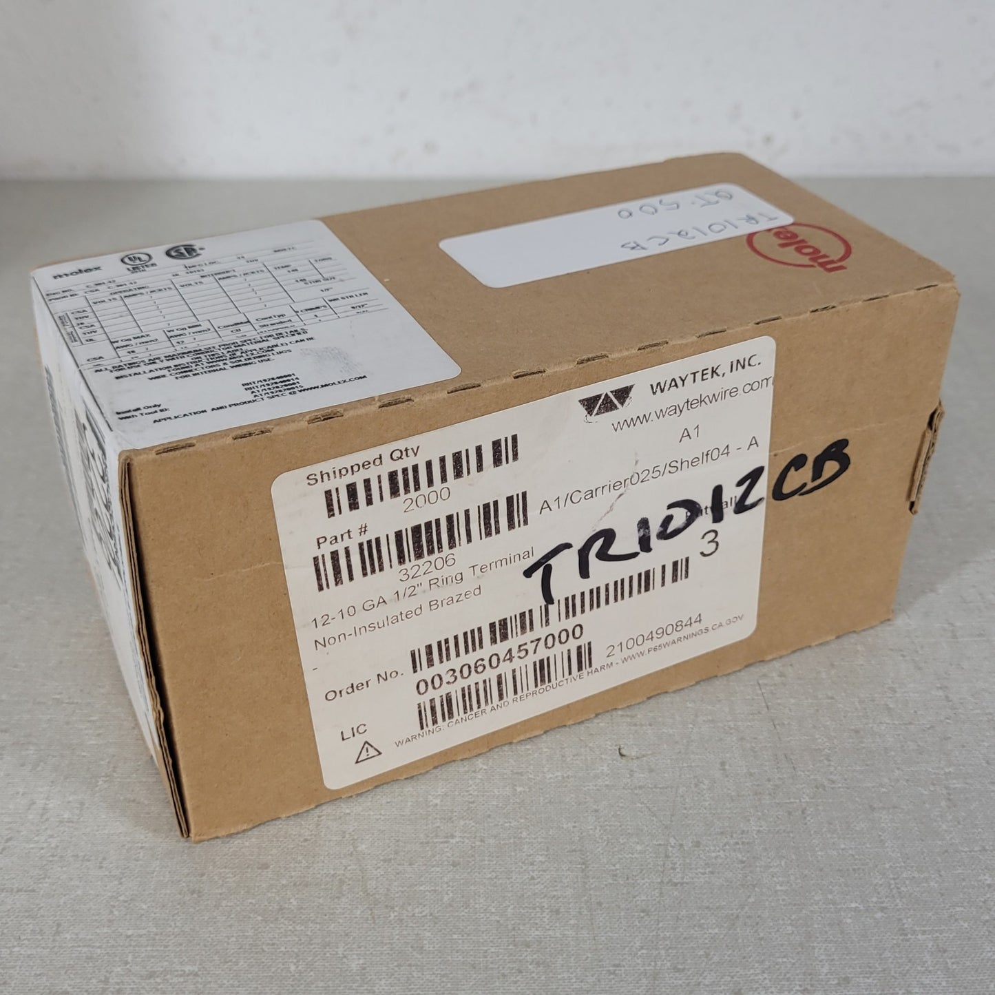 Molex 19193-0094 LTC Ring Terminal Lug 12-10 AWG 1/2" Stud Non-Insulated Brazed