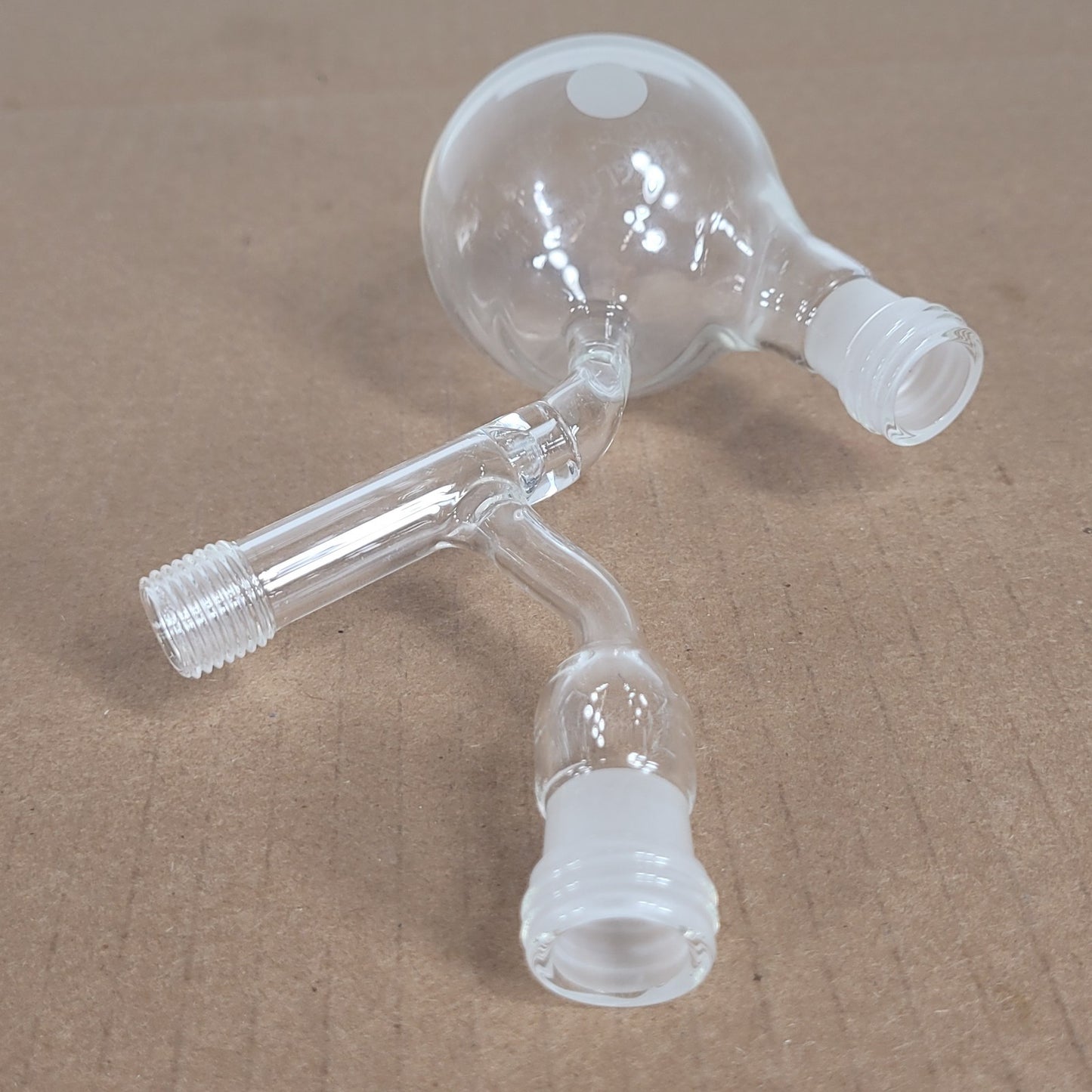 Chemglass Schlenk Distillation Bulb 100mL 14/20 CN SN Threaded Plunger Side Arm