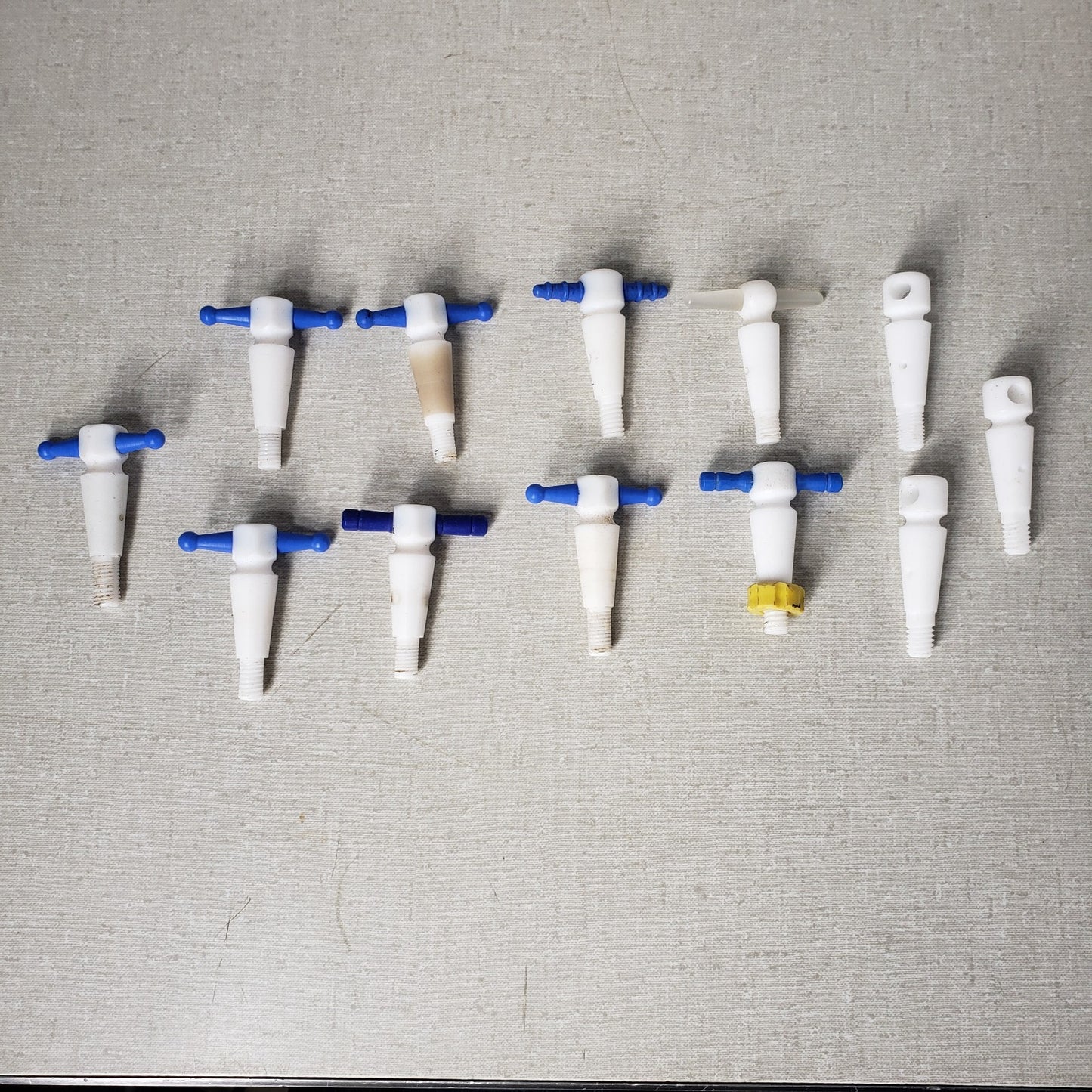 Lot of 16 PTFE Tapered Stopcock Plug Assemblies 11/25 13/25 1mm 2mm Bore