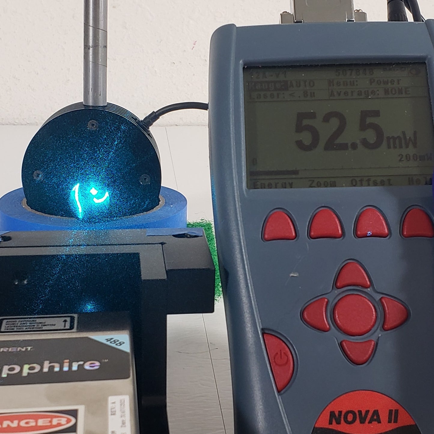TESTED Coherent Sapphire 488-50 CW 488nm 50mW Laser w/ PSU Controller 9726