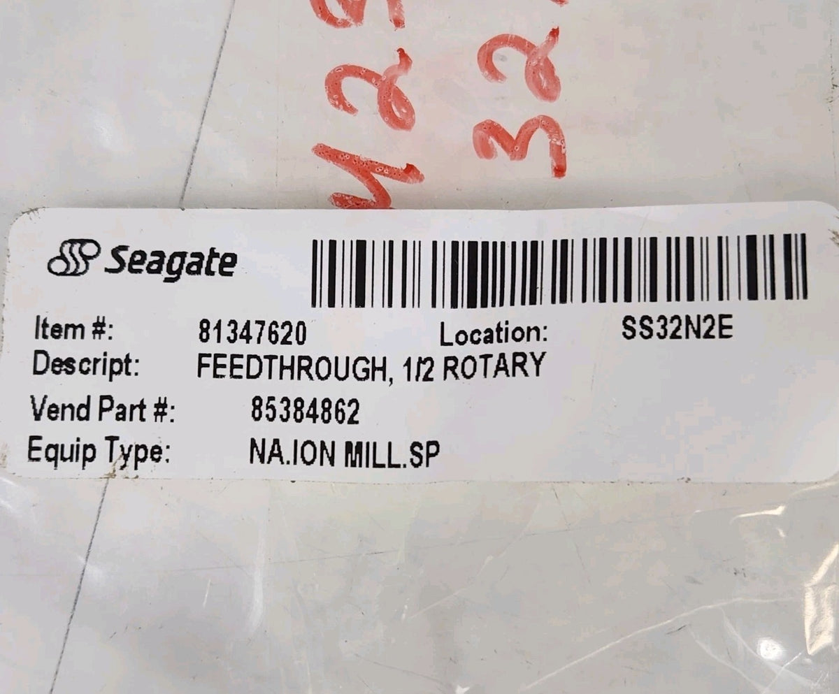 85384862 51-117506A 1/2" Rotary High Vacuum Feedthrough Ion Mill NEW