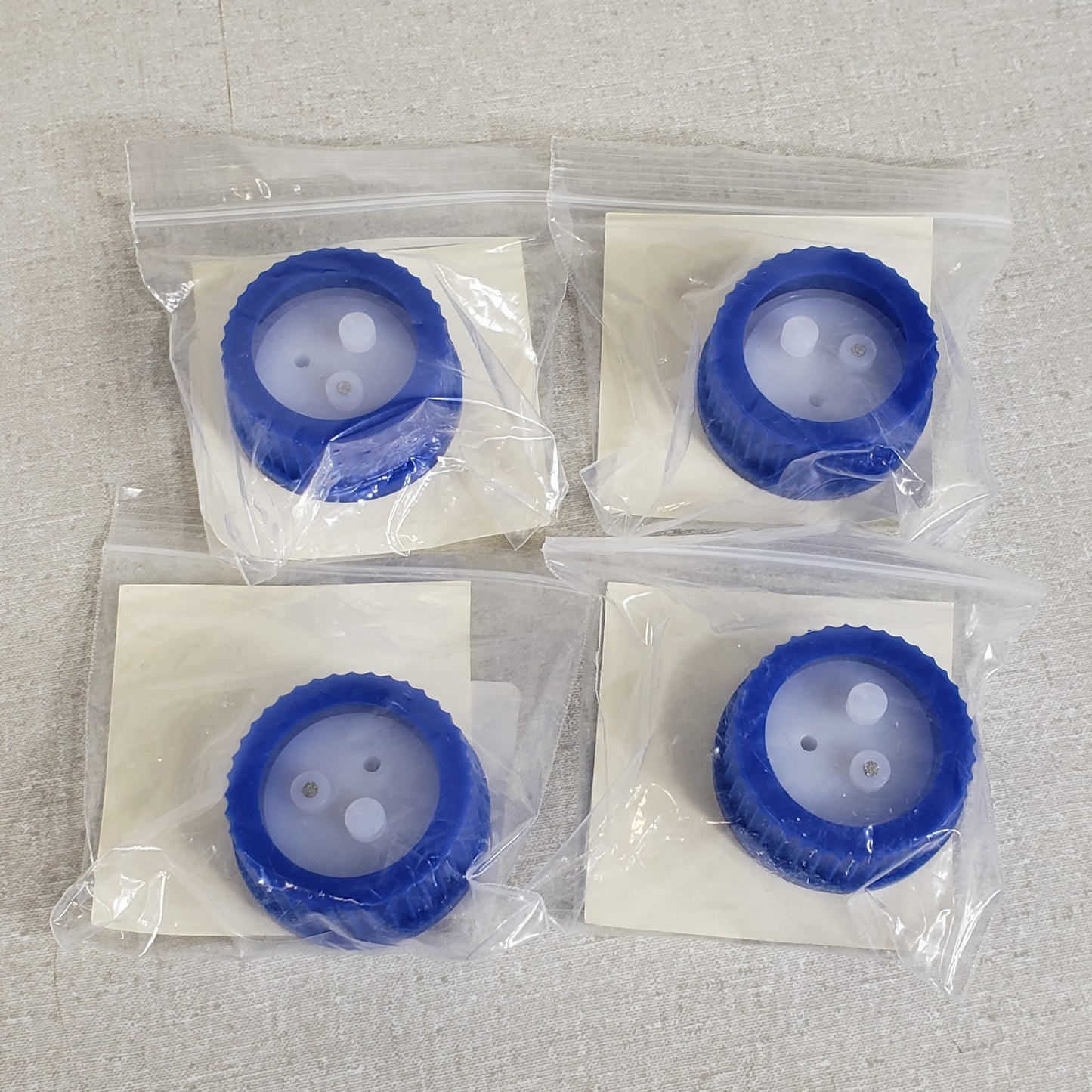 Lot of 4 Shimadzu 220-91411-00 Blue Injection Molded Bottle Cap Assemblies