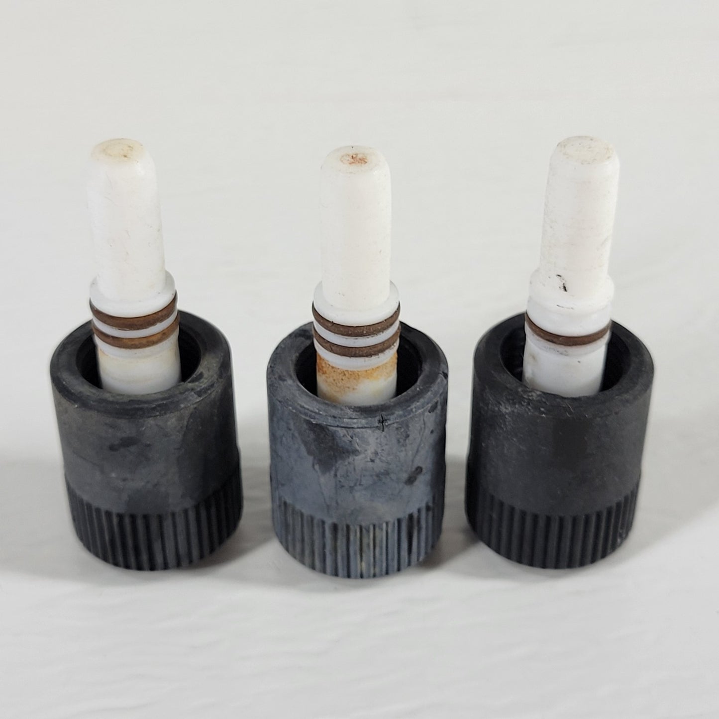 Three CHEMGLASS PTFE 0-8mm High Vacuum Valve Plug-Only for Vacuum Systems, Brown