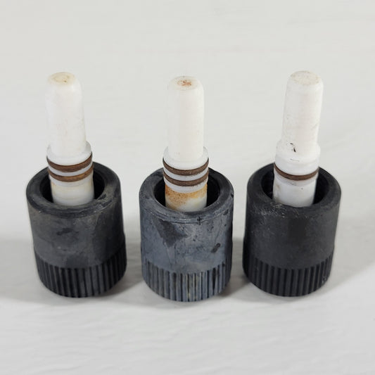 Three CHEMGLASS PTFE 0-8mm High Vacuum Valve Plug-Only for Vacuum Systems, Brown