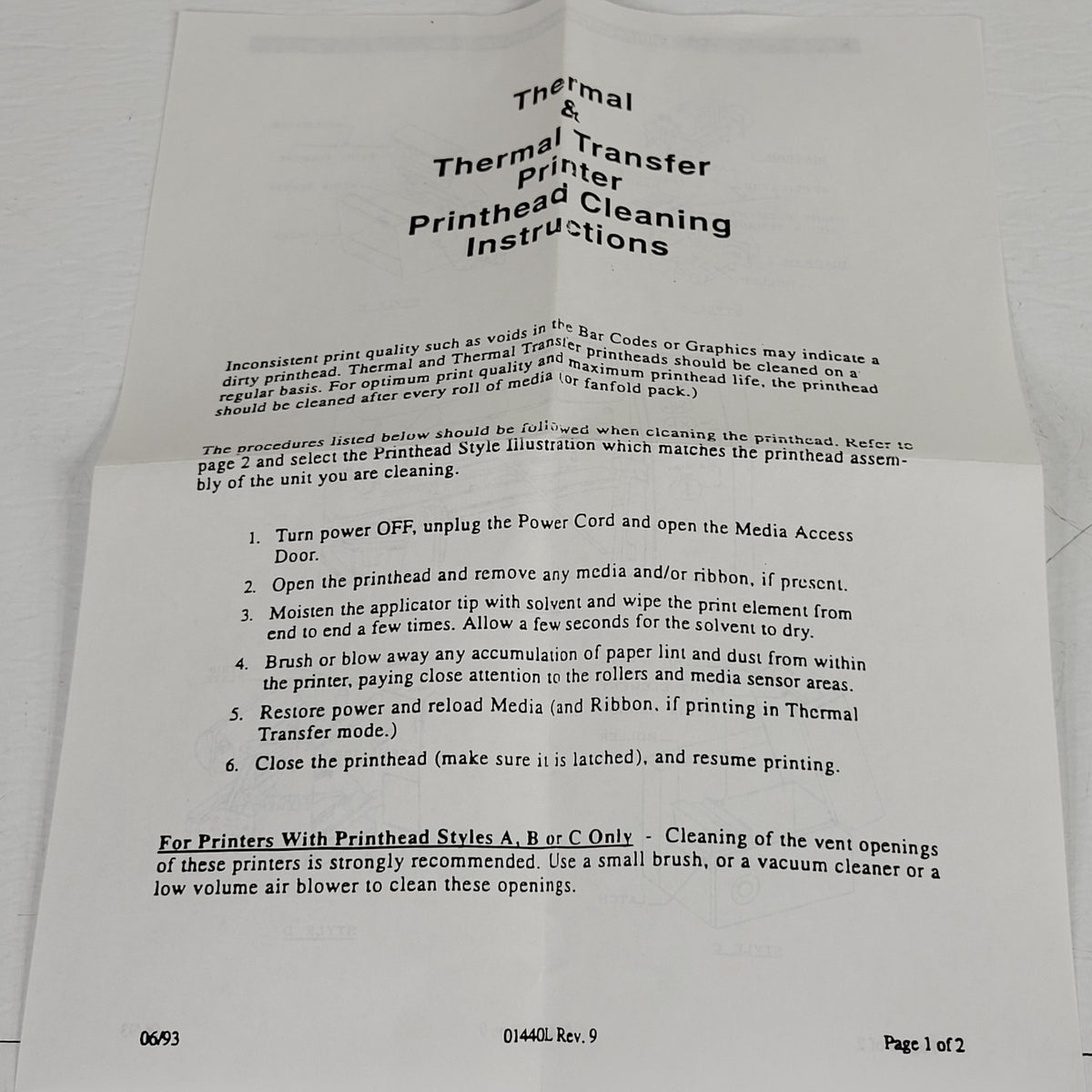 IPS950 Zebra 90Xi Thermal Printer Printhead Cleaning Maintenance Kit Open Box