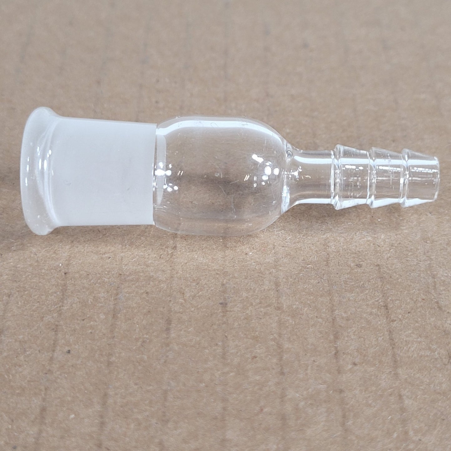 Lot of 3 Glass Adapters 180° 14/20 Inner/Outer Joint to 3/8 & 1/4" Barbed Hose