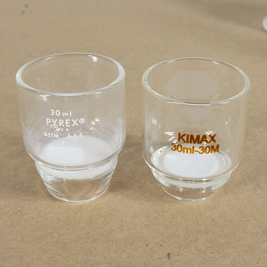 Corning Pyrex 32960 & Kimble Kimax Glass Gooch Low Form Fritted Disc Crucibles