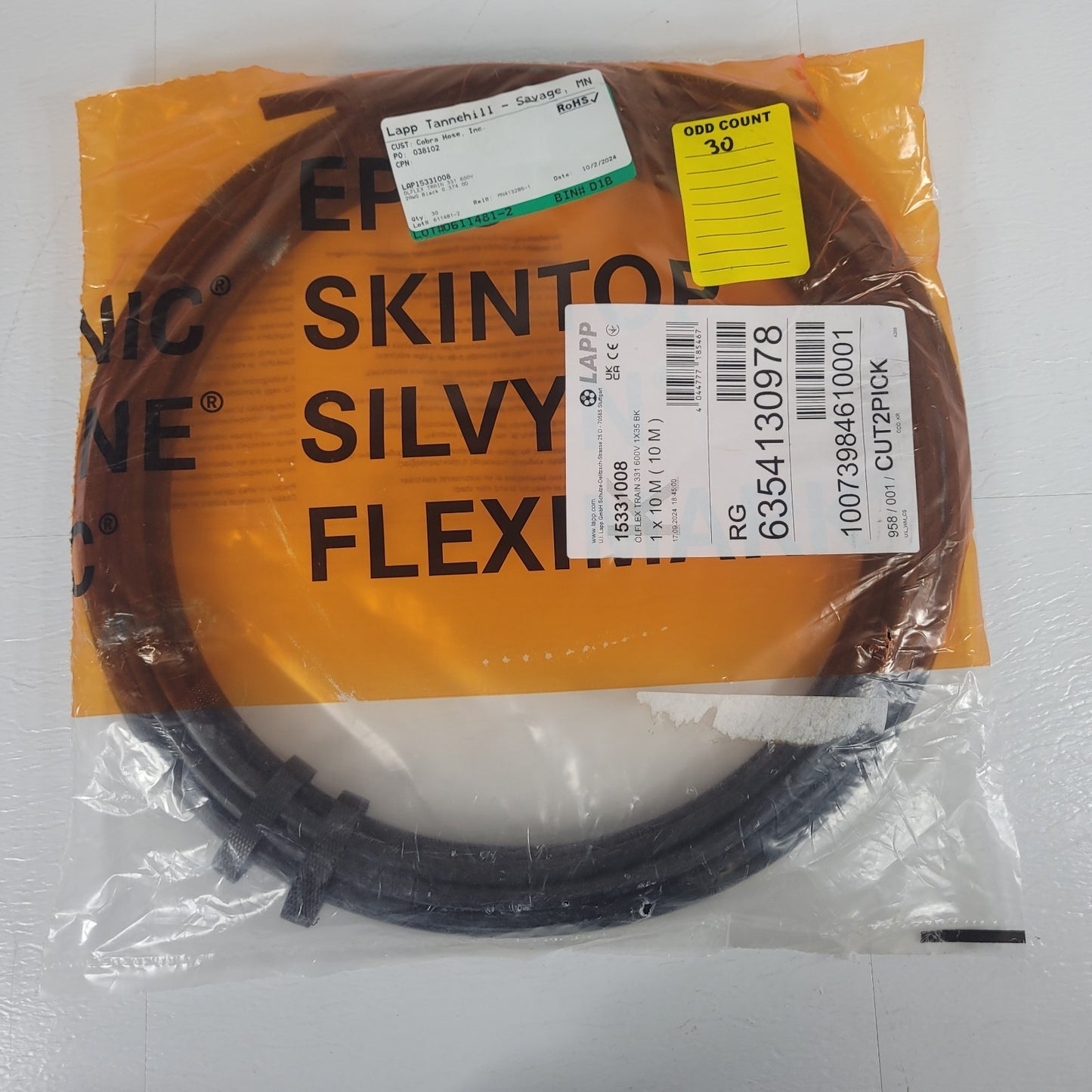 Lapp Tannehill 15331008 Olflex Train 331 600v 1x35 BK 1x10M 30 ft Black Cable