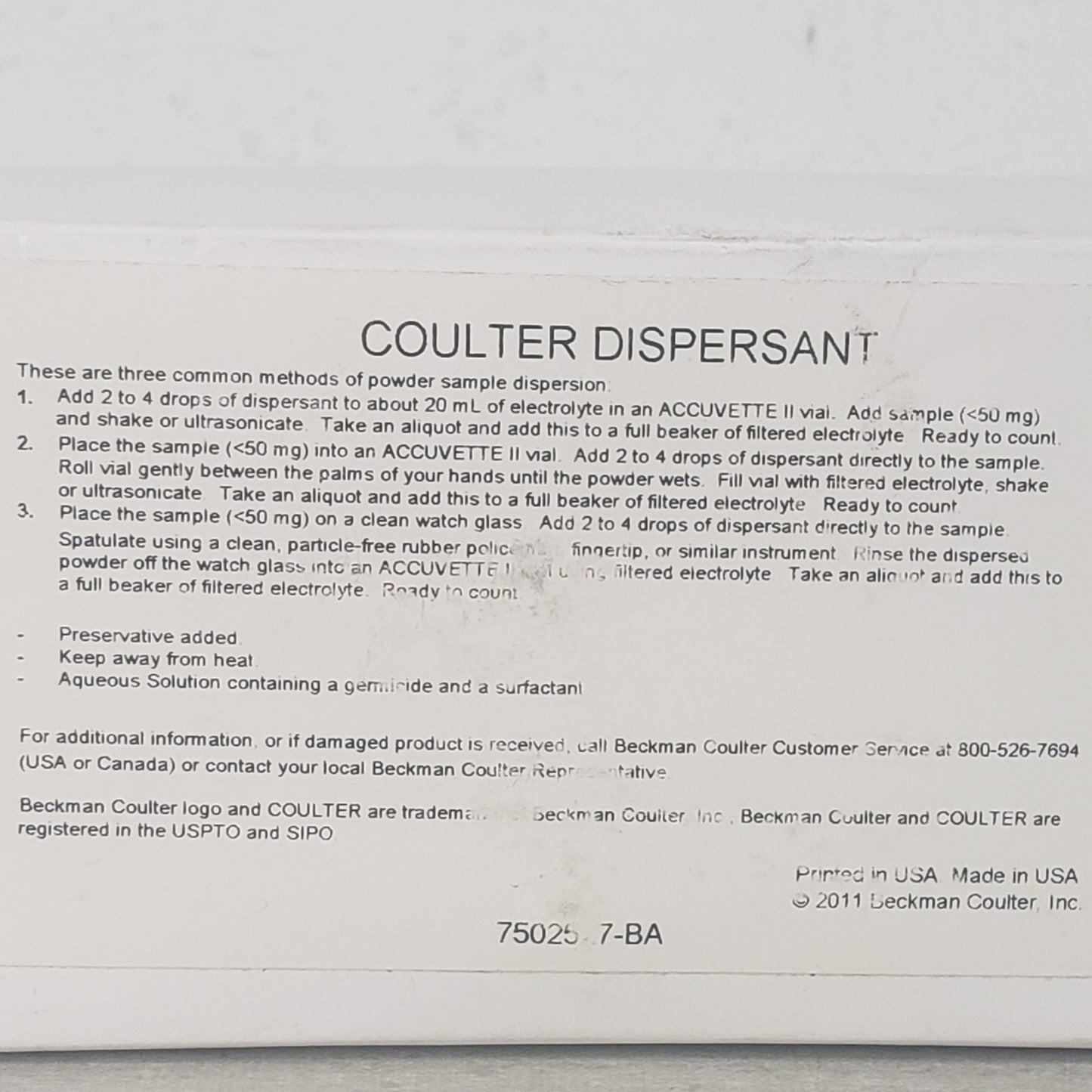 Beckman Coulter 6600708 Mixed Dispersant Kit 5x15mL LS 13 320 Aqueous Solutions