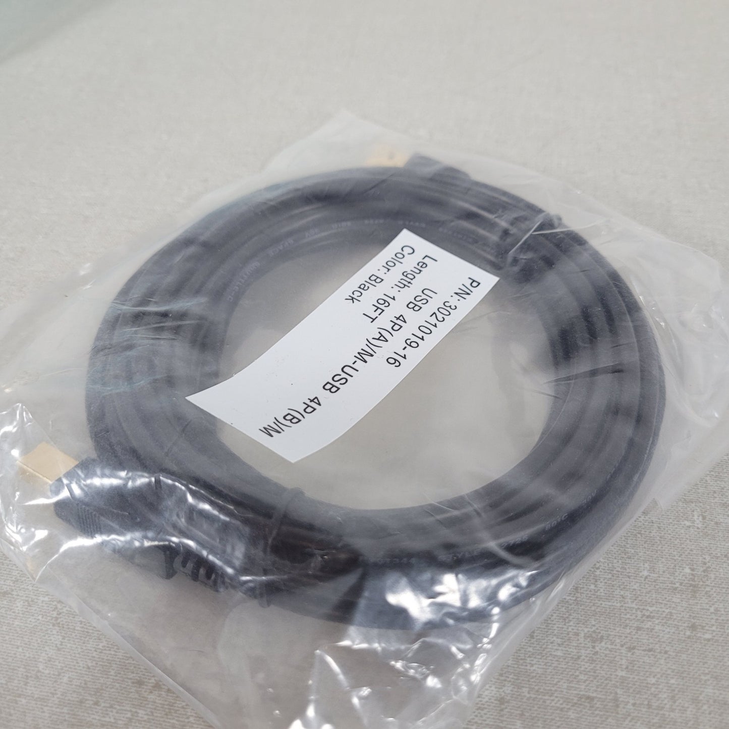Qualtek 3021019-16 USB A Male to B Male Cable 16FT Black