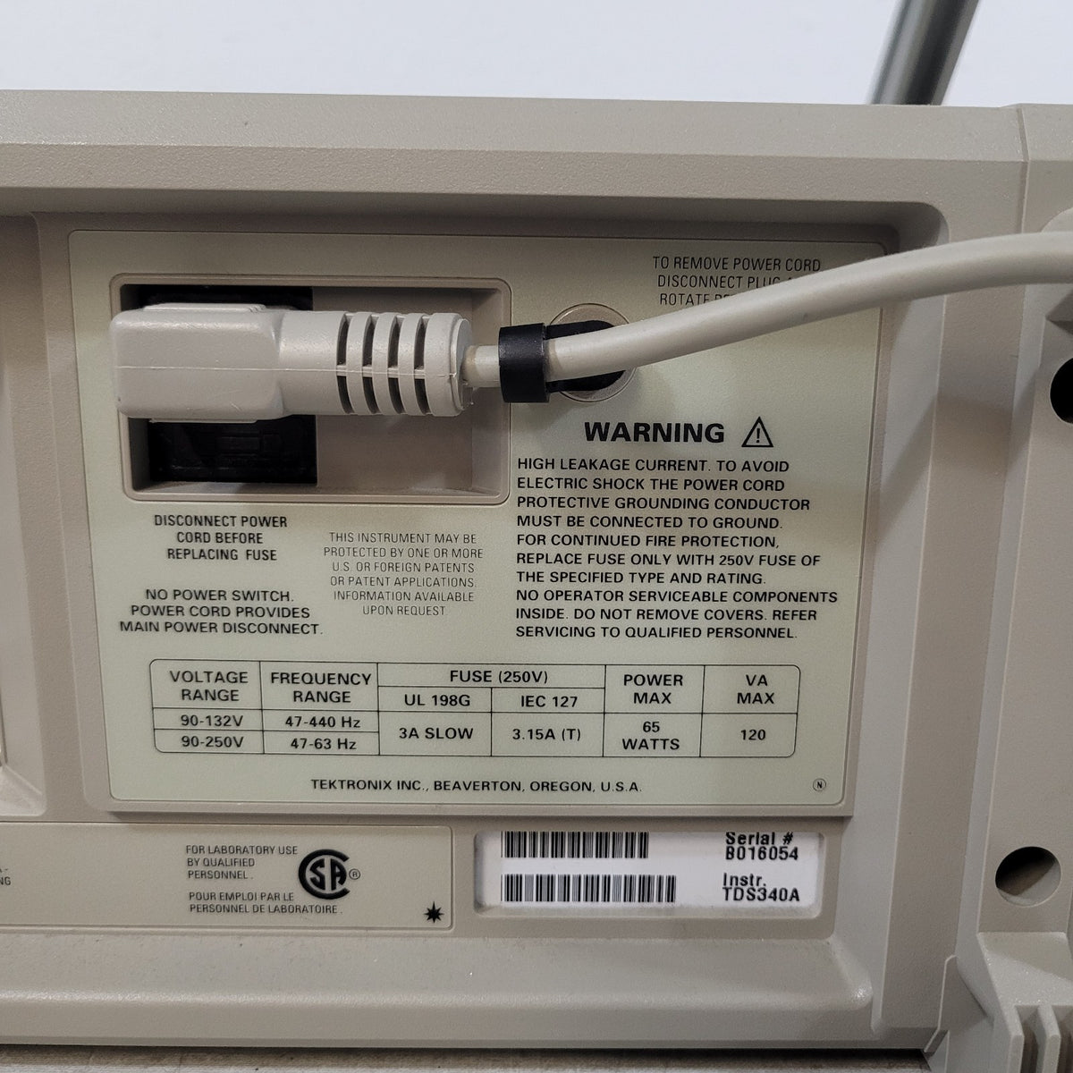 READ DESC Tektronix TDS340A 100MHz 500MS/s 2CH Digital Storage Oscilloscope