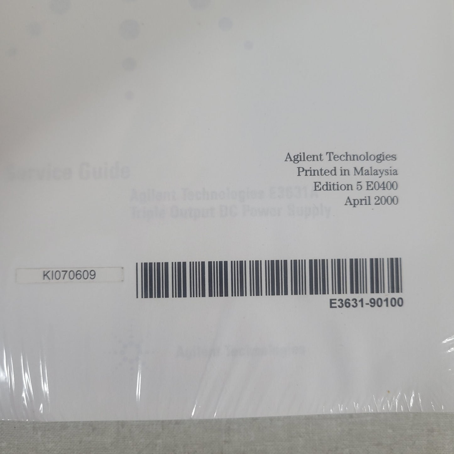 HP Agilent E3631A Triple Output DC Power Supply User Service Manual E3631-90100