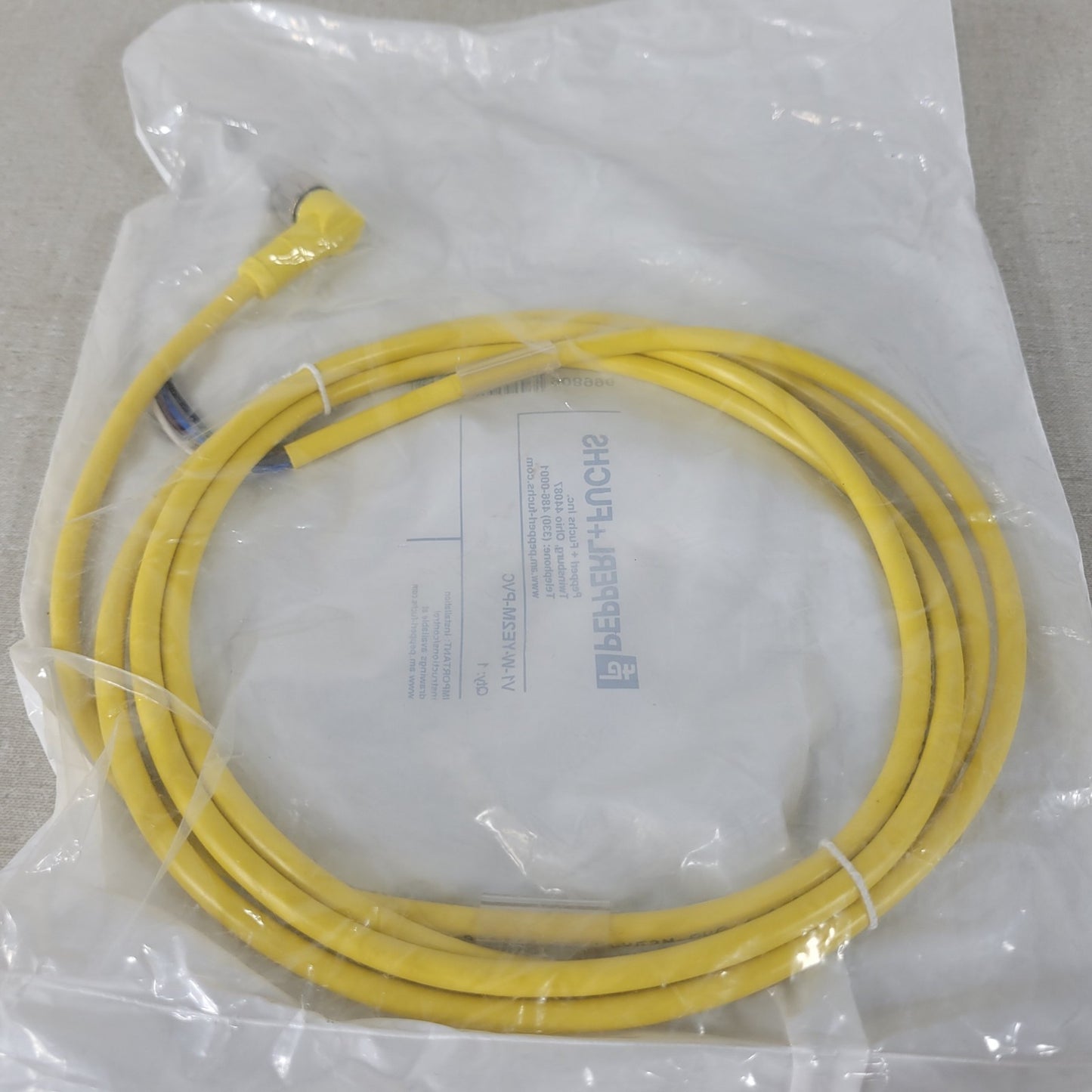 Pepperl Fuchs V1-W-YE2M-PVC 4-Pin Right Angle M12 Female Cordset 2M