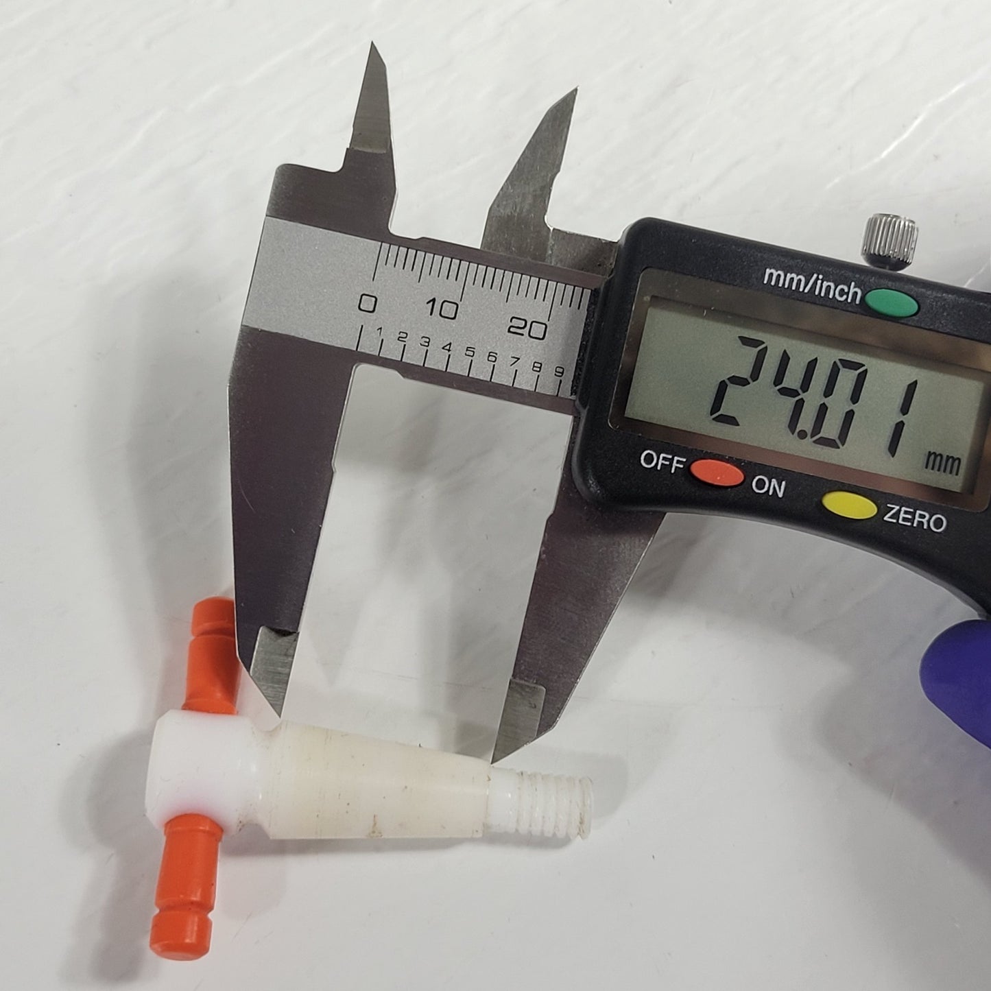 Two PTFE 12.3/24mm 2mm Bore Tapered Stopcocks for Glassware in Labs, Orange