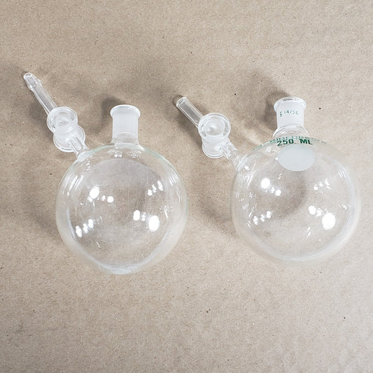 Set of 2 Chemglass AF-0528-03 250mL 14/20 CN Air-Free Round Bottom Flask