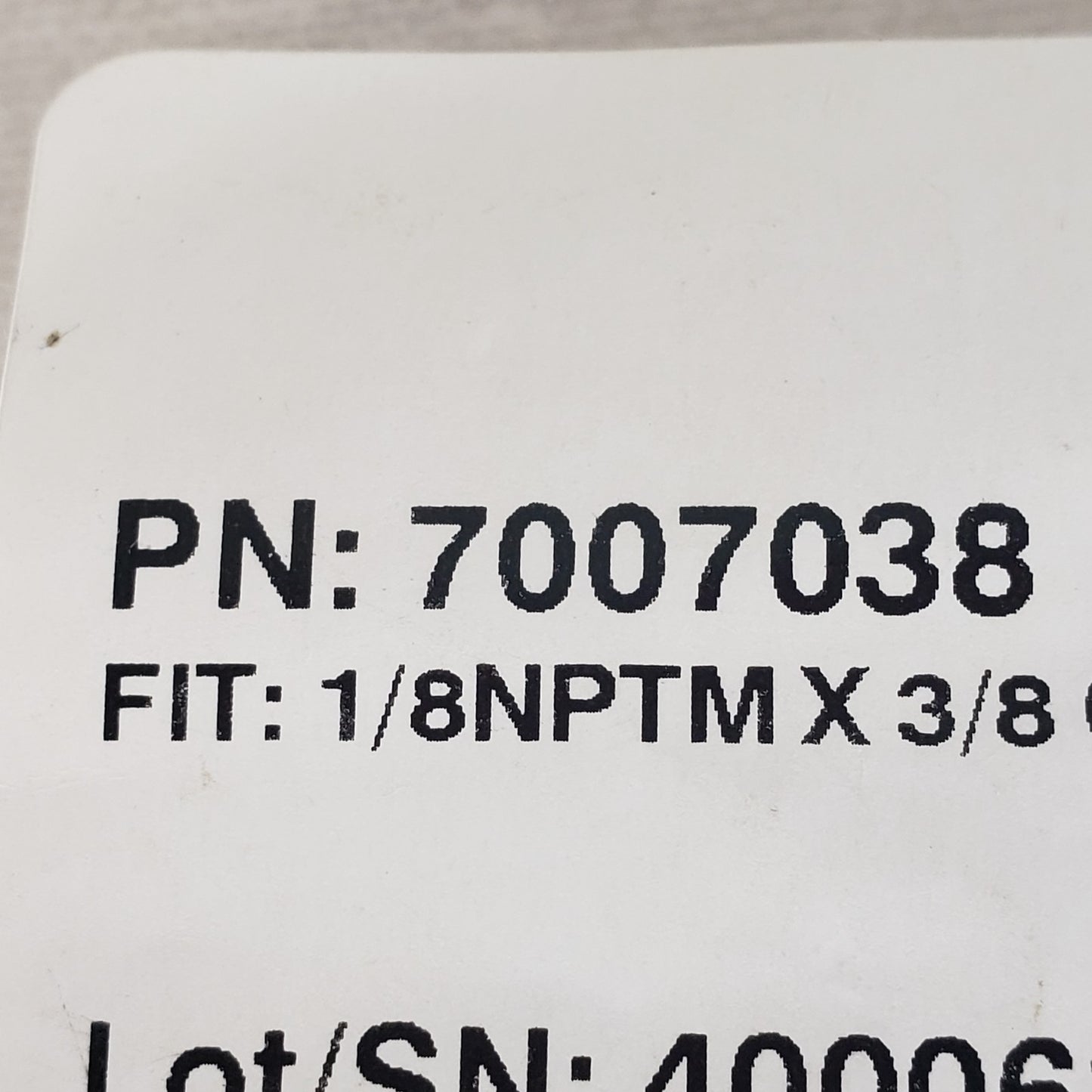 NORDSON EFD 7007038, 7021499 1/8NPTM x 3/8 Comp. PP, 1/8MPT - 1/4 Comp. ELB PP