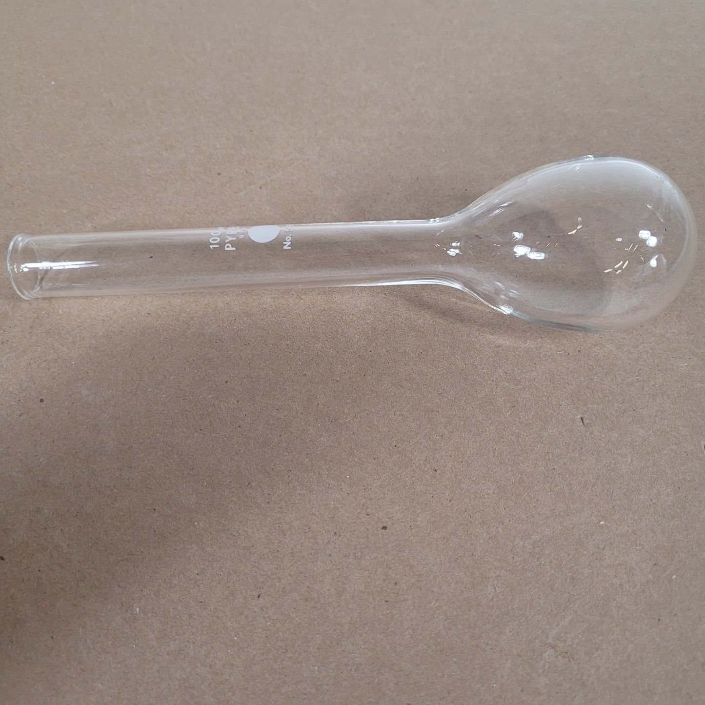 LOT 3 Corning PYREX 5420-100 100mL Round Bottom Kjeldahl Flasks Long Neck