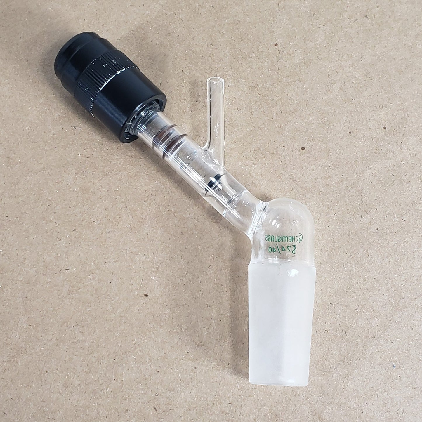 Chemglass AF-0501-02 Airfree Schlenk Adapter 24/40 Chem-Cap Valve