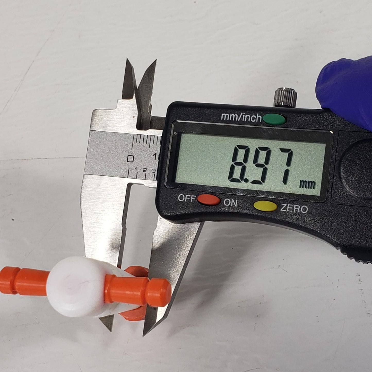 Two PTFE 13/25mm 2mm Bore Tapered Stopcocks for Glassware, Yellow & Orange
