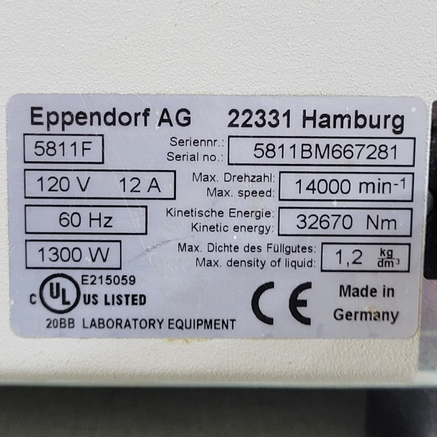 *FOR PARTS* EPPENDORF 5810R Refrigerated Centrifuge 5811F Spins Up, Has Error