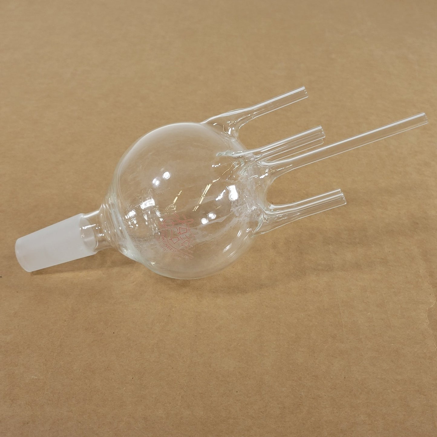 G. Finkenbeiner Inc. Custom Distillation Flask 5-1/4" OD Top Inlets 24/40 Bottom