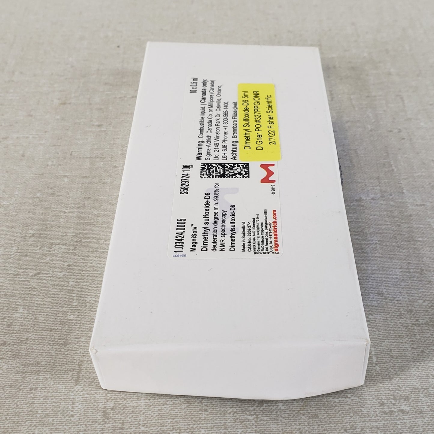 6x Sigma Aldrich 2206-27-1 DMSO Dimethyl Sulfoxide-D6 NMR 99.8 Strd .5mL Ampoule