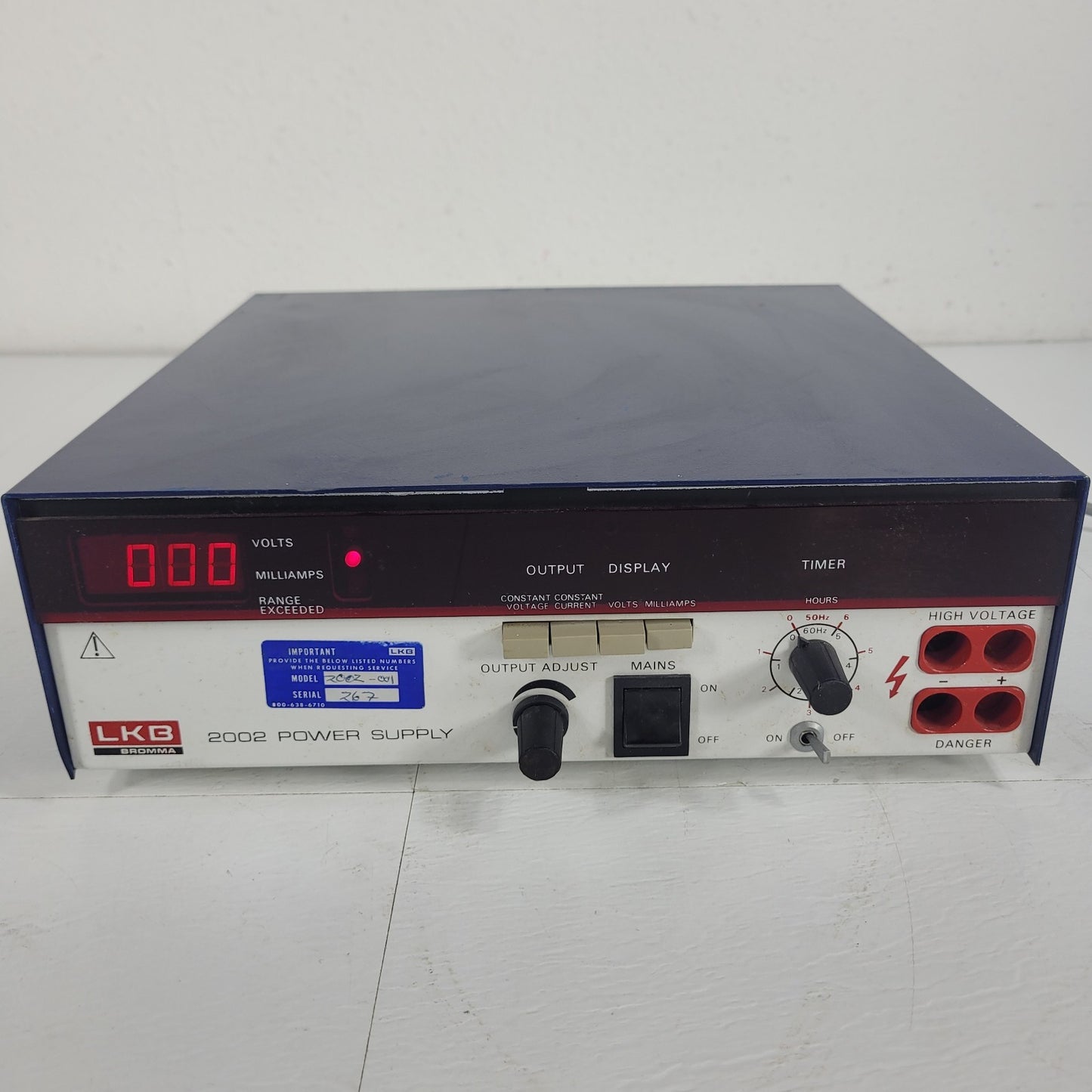 LKB Bromma 2002 95-71-1002 Variable DC Electrophoresis Power Supply TESTED