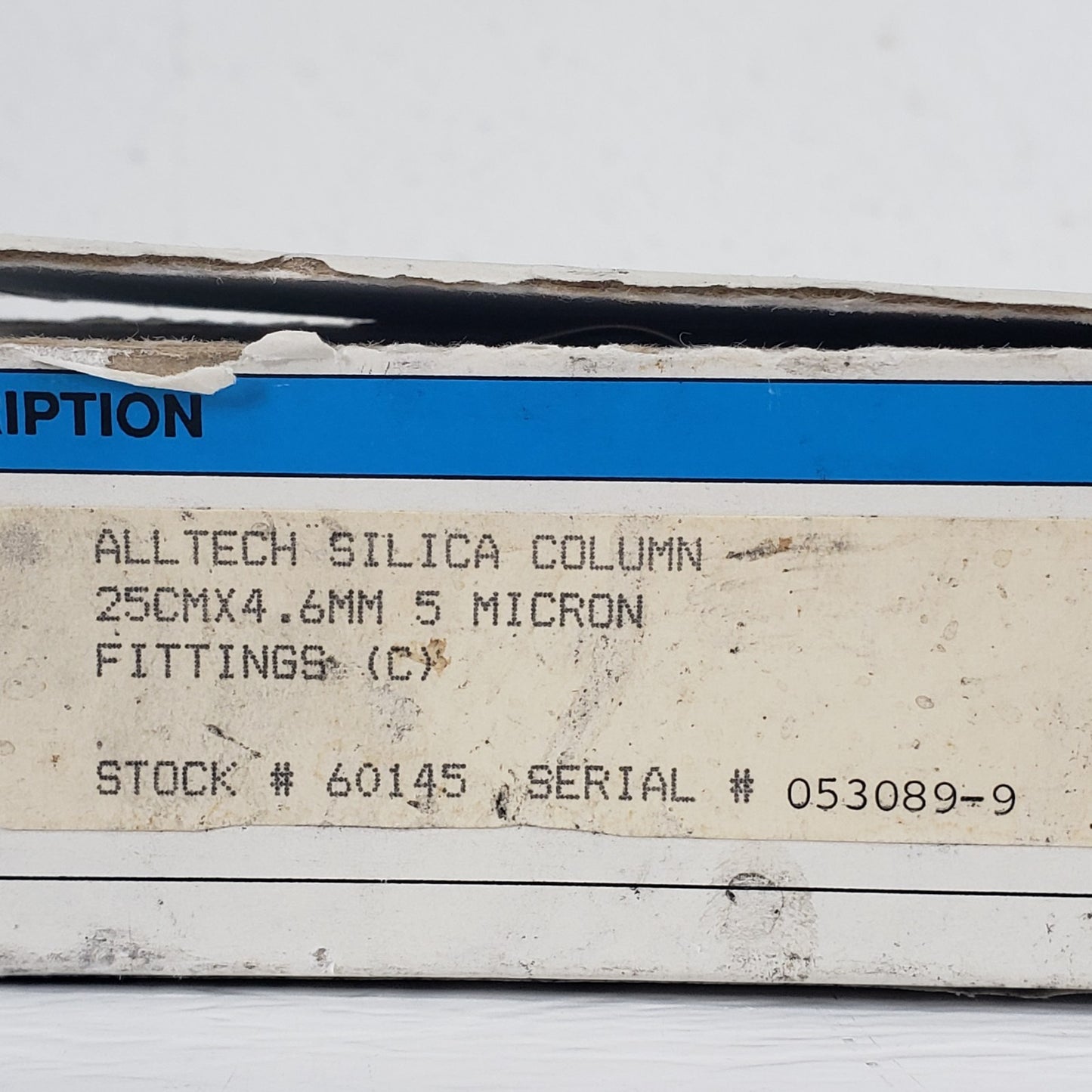 Alltech 60145 Econosil Silica HPLC Column 5µm 250 x 4.6mm Waters Fittings