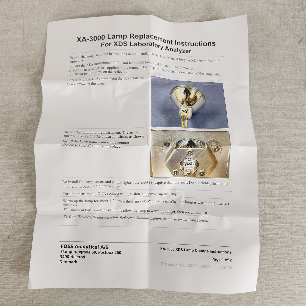 FOSS 60073915 XDS NIRS 12V 50W Replacement Lamp Bulb w/ Instructions
