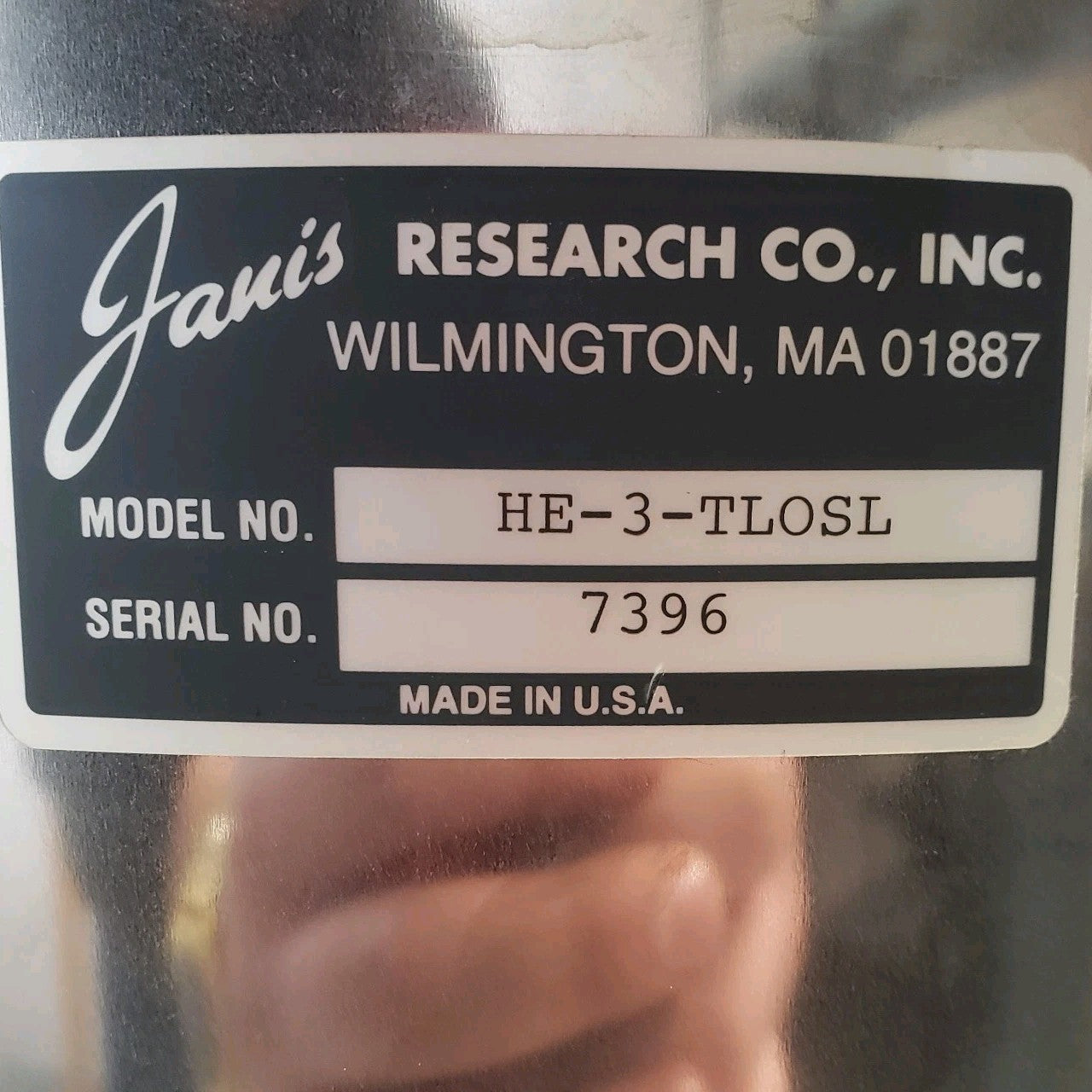 Janis Research HE-3-TLOSL Top Loading Ultra-Low Temp Helium-3 Cryostat System