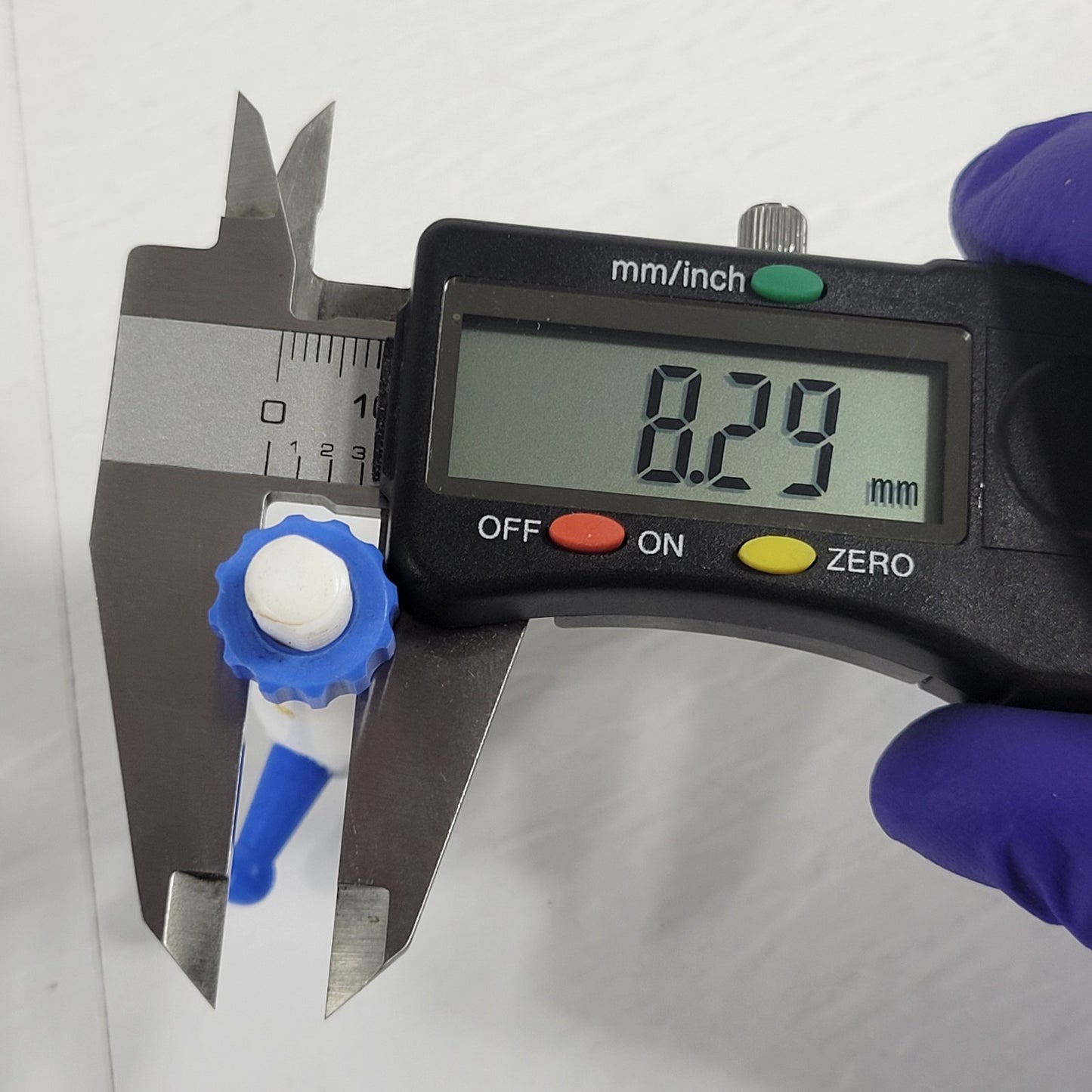 Two PTFE 12.3/24mm 2mm Bore Tapered Stopcocks for Glassware in Labs, Blue